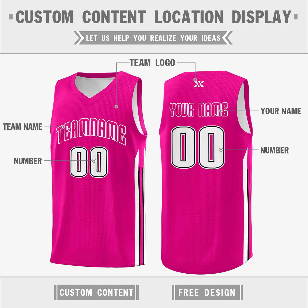 Custom Pink White-Classic Tops Mesh Sport Basketball Jersey