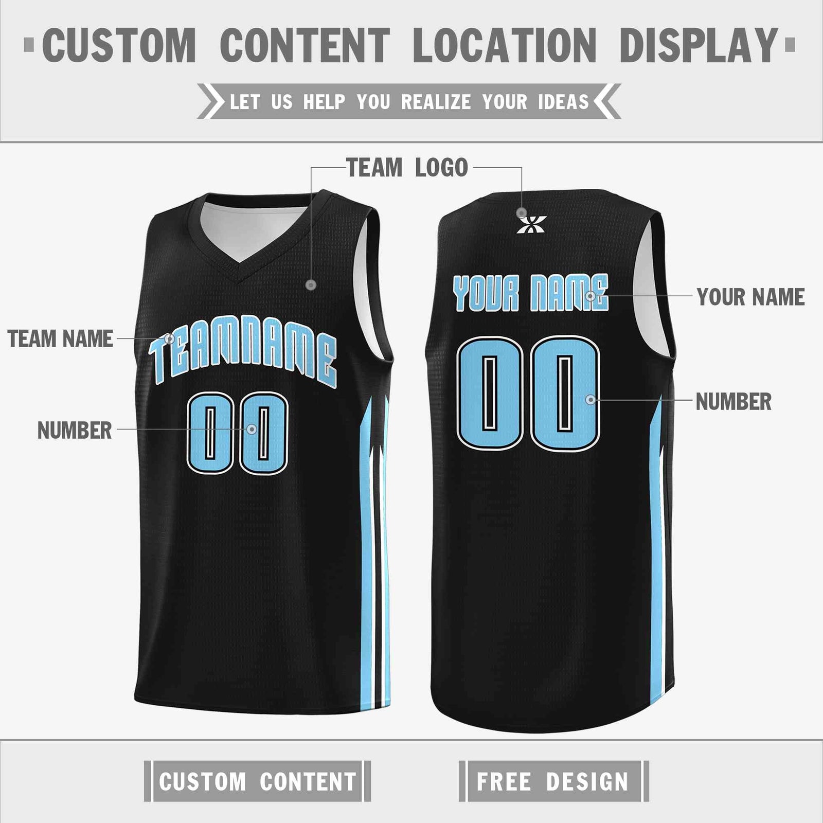Custom Black Light Blue-Classic Tops Mesh Sport Basketball Jersey