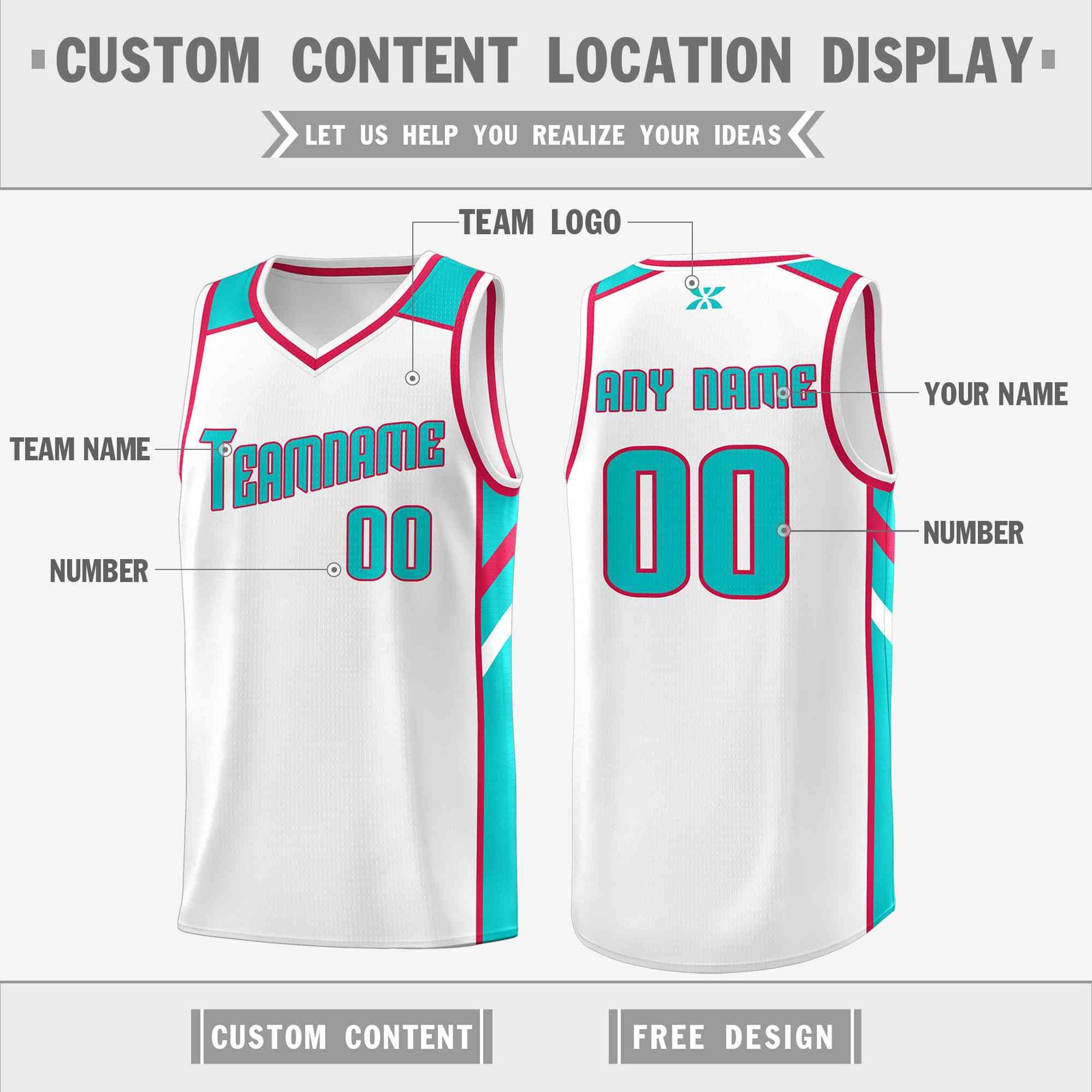 Custom White Aqua-Red Classic Tops Style Mesh Sport Basketball Jersey