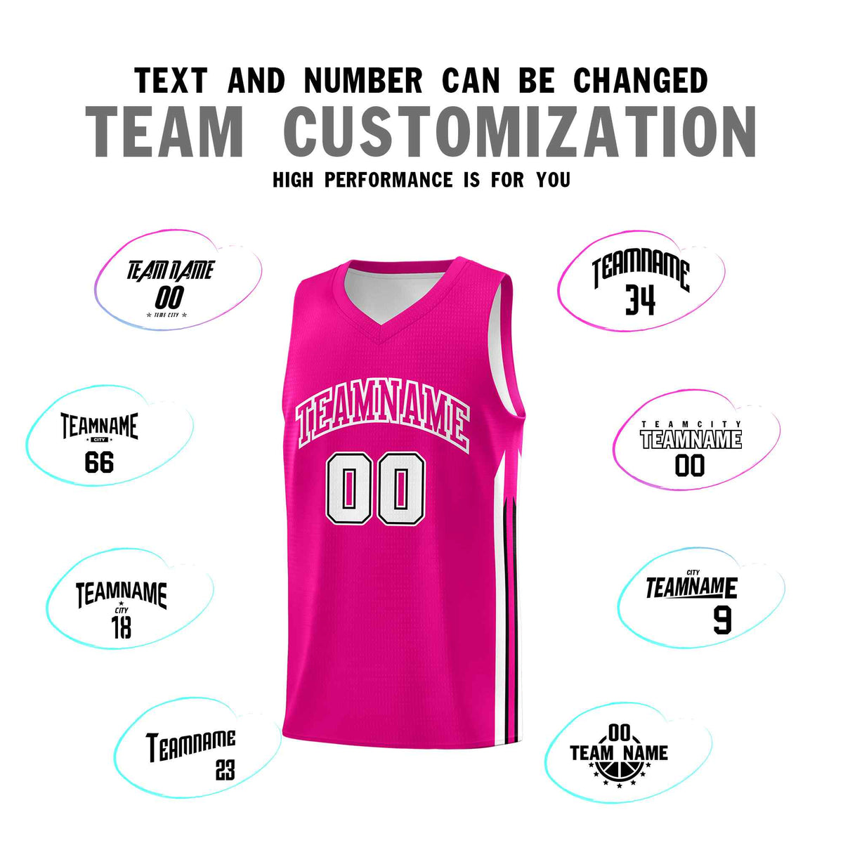 Custom Pink White Classic Sets Sports Uniform Basketball Jersey
