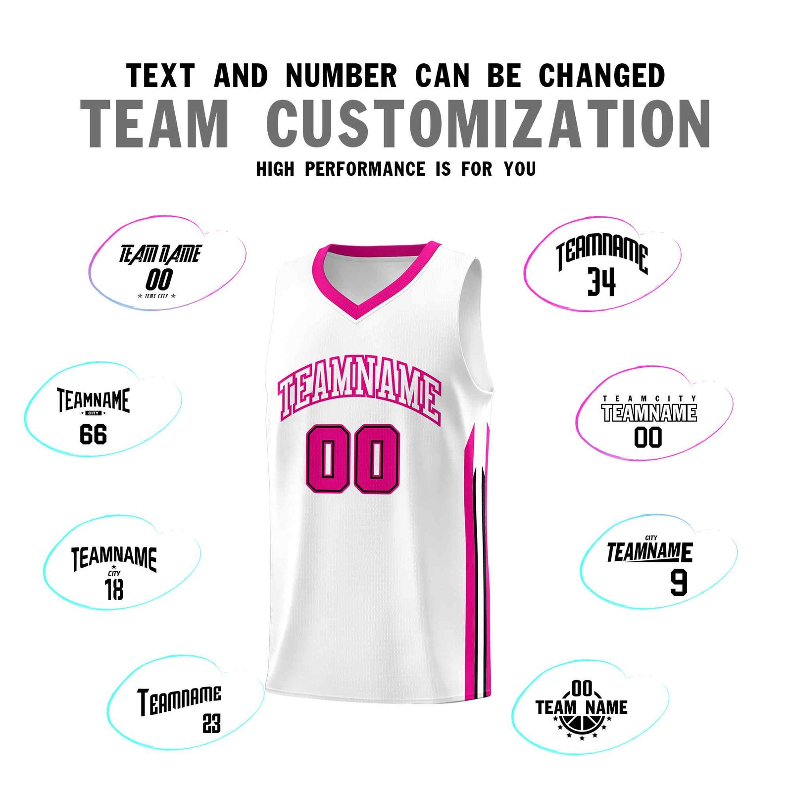 Custom White Pink Classic Sets Sports Uniform Basketball Jersey