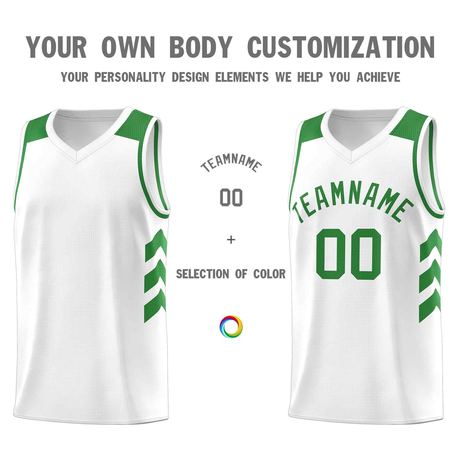 Custom White Green Classic Sets Sports Uniform Basketball Jersey