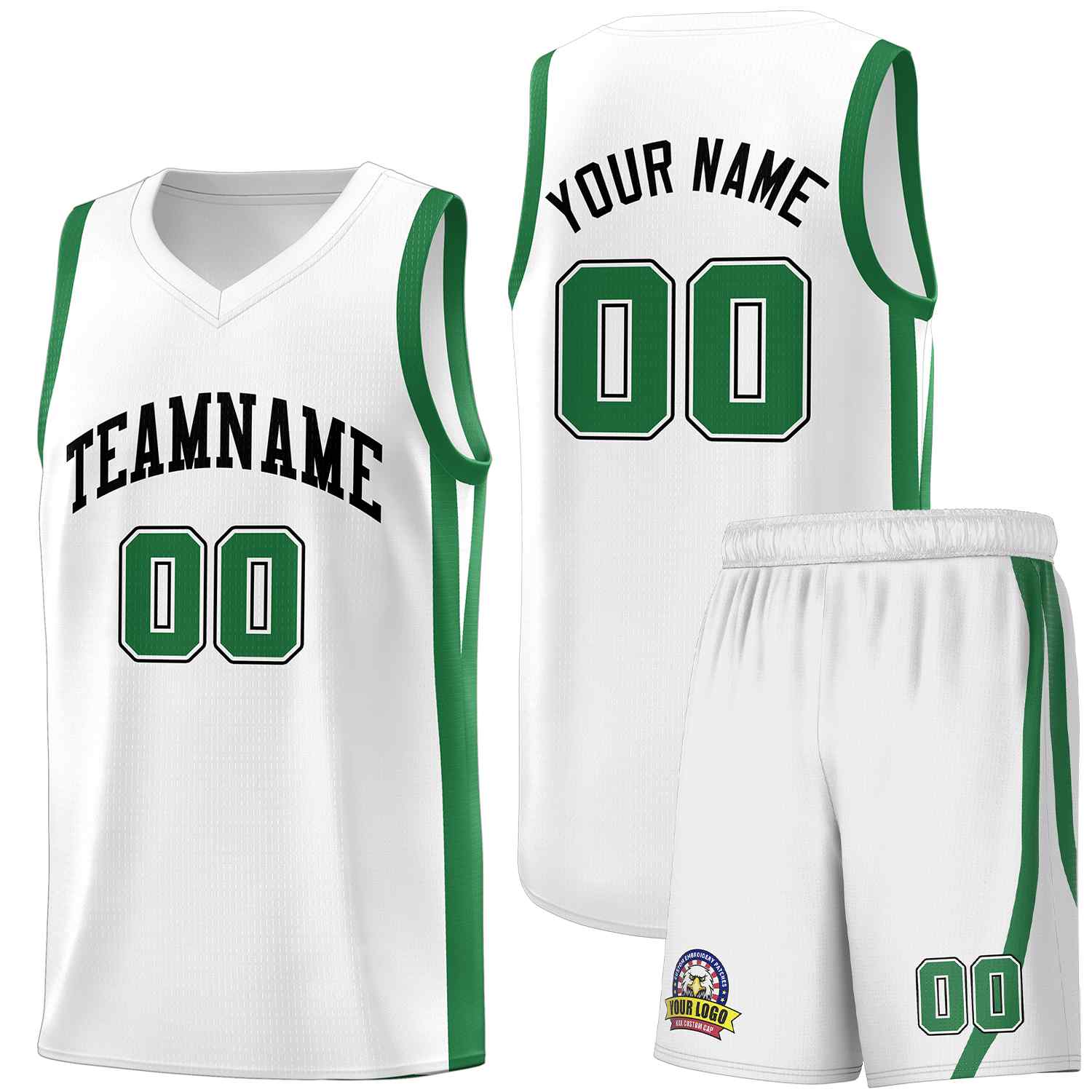 Custom White Green Classic Sets Sports Uniform Basketball Jersey
