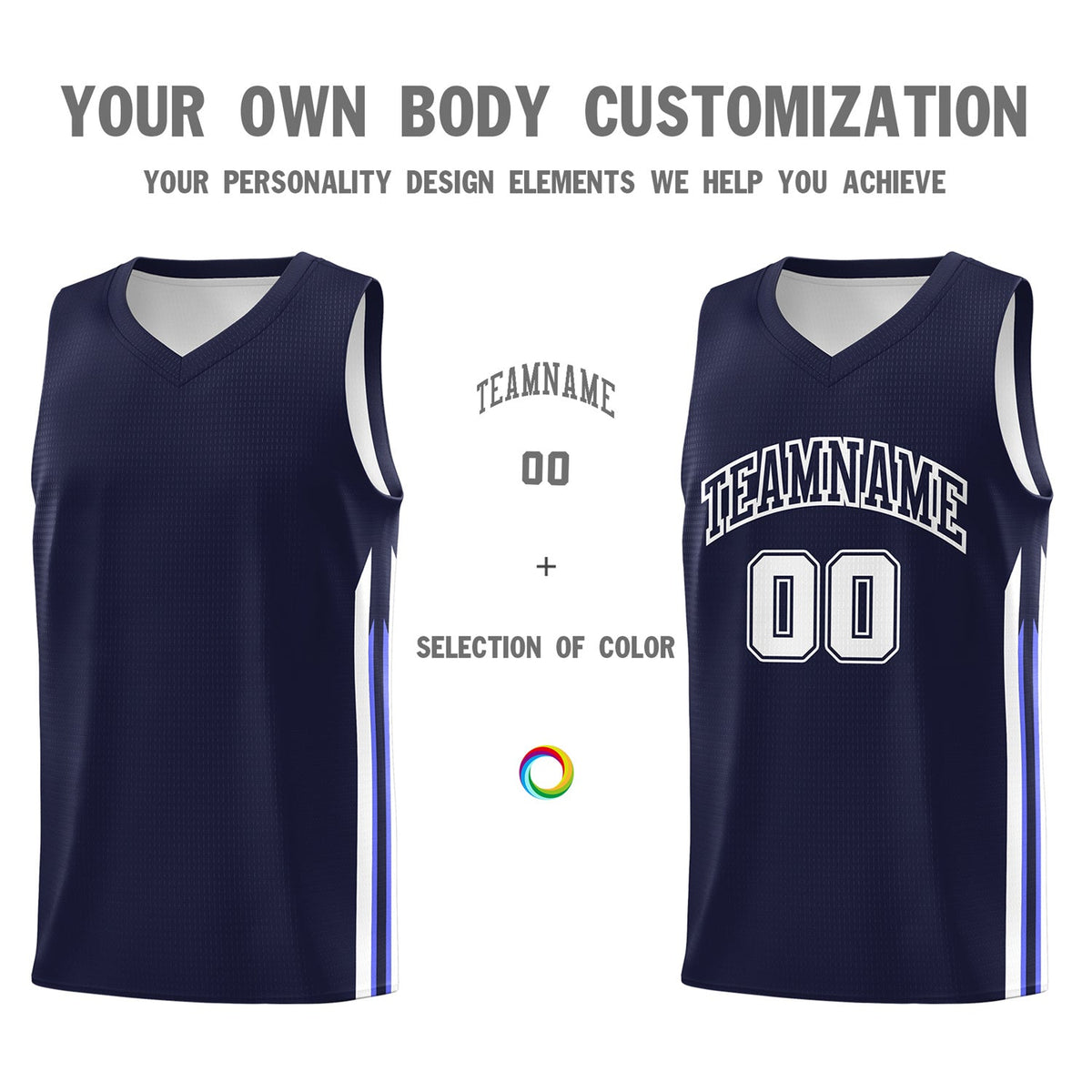 Custom Navy White Classic Tops Athletic Casual Basketball Jersey