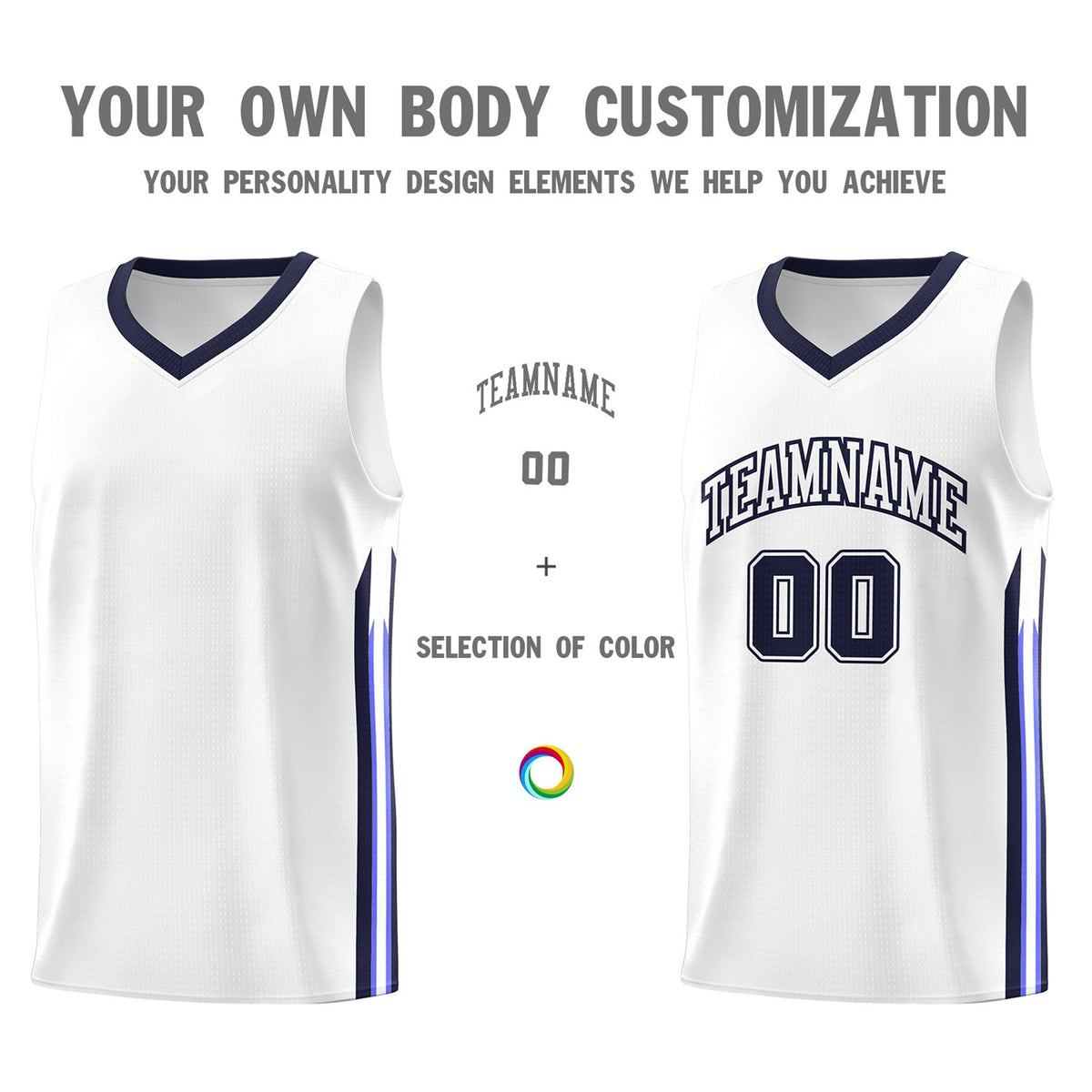 Custom White Navy Classic Tops Fashion Sportwear Basketball Jersey