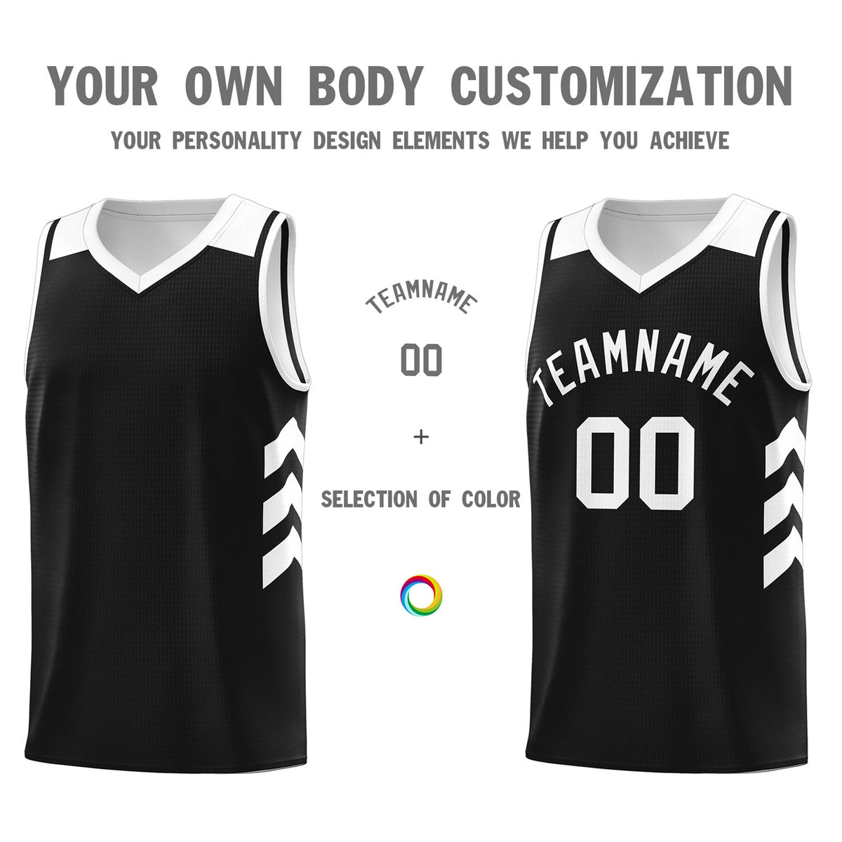 Custom Black White Classic Tops Mesh Sport Basketball Jersey