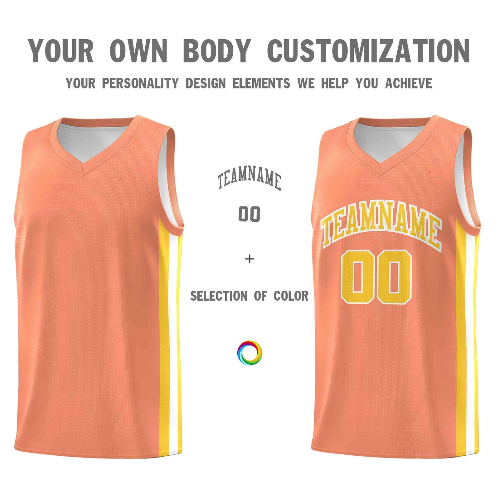 Custom Orange Yellow-White Classic Tops Mesh Sport Basketball Jersey