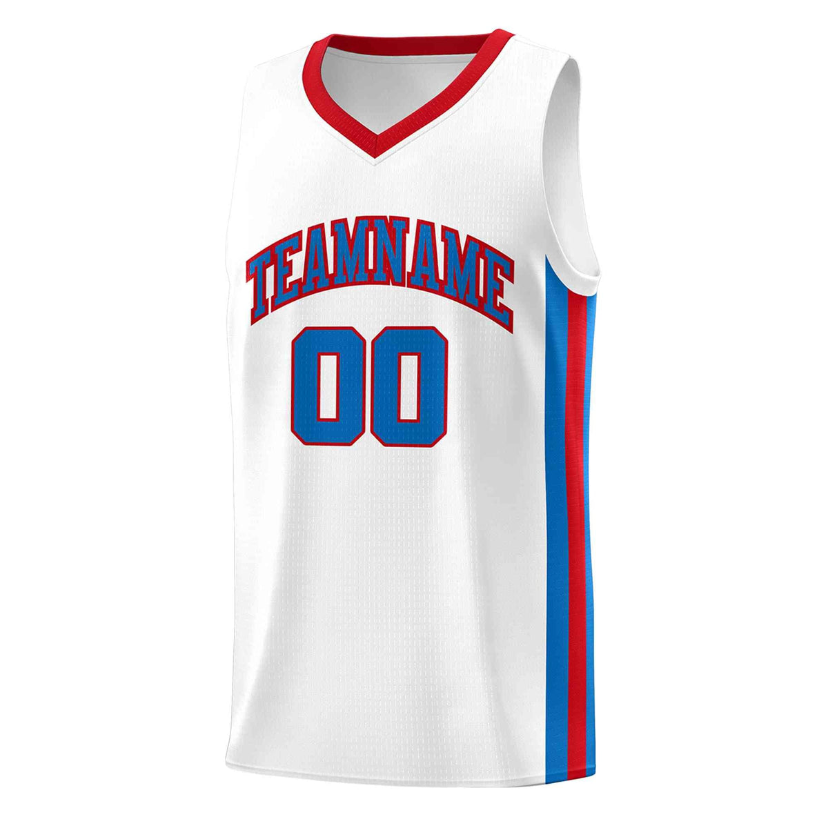 Custom White Blue-Red Classic Tops Mesh Sport Basketball Jersey
