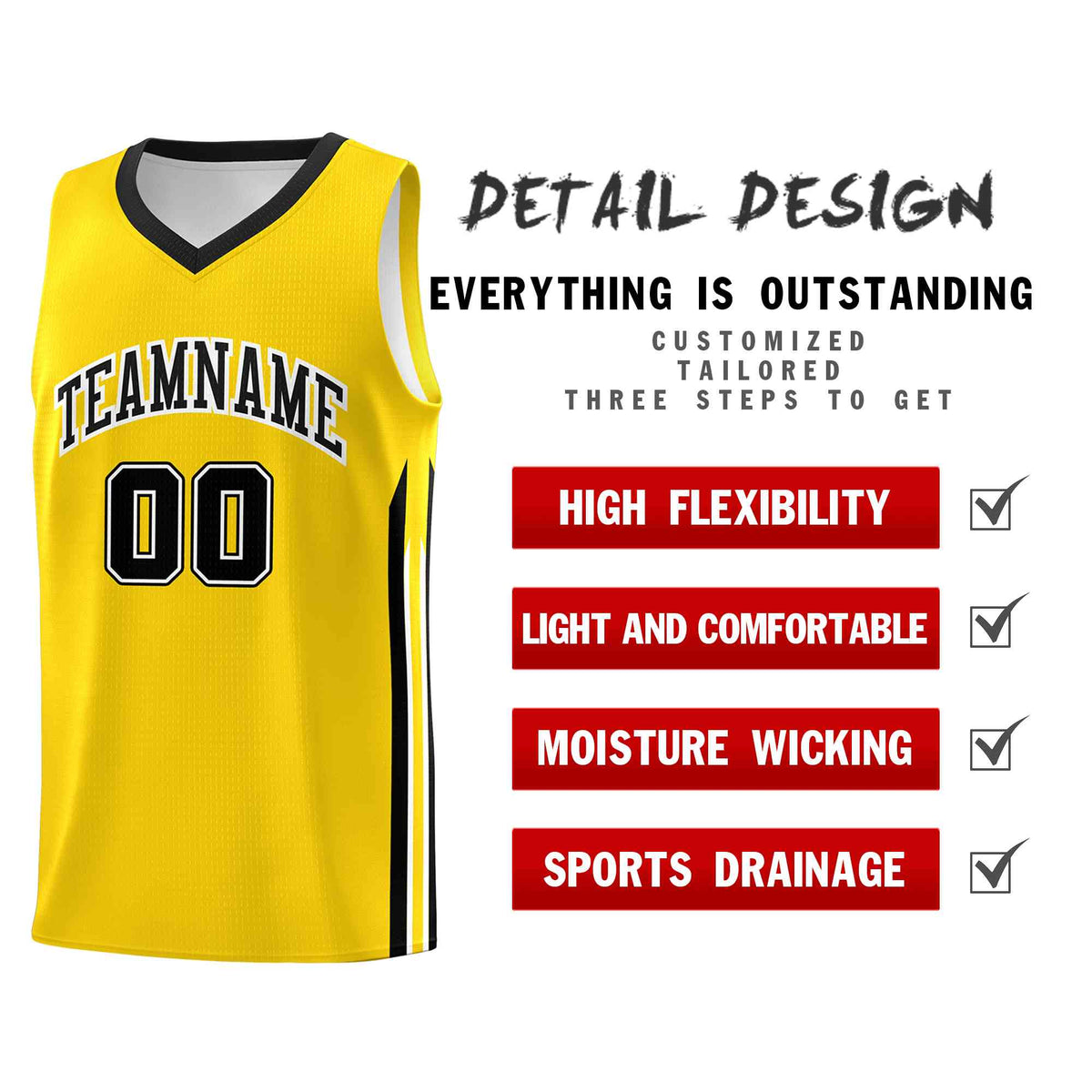Custom Yellow Black-Classic Tops Mesh Sport Bull Basketball Jersey