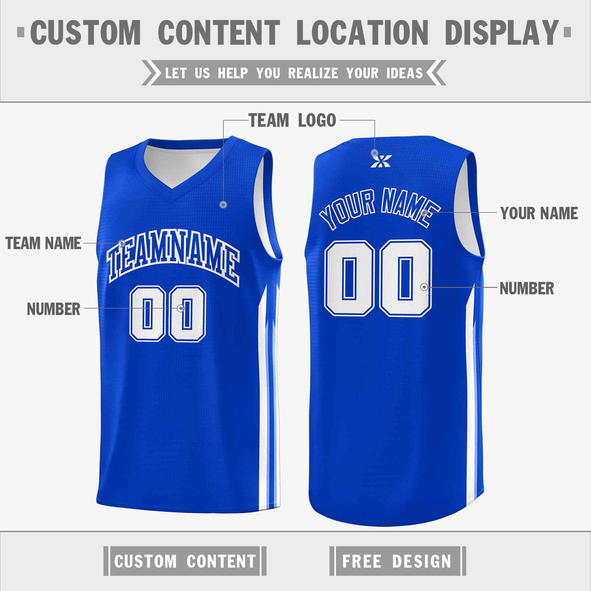Custom Royal White-Classic Tops Mesh Sport Bull Basketball Jersey
