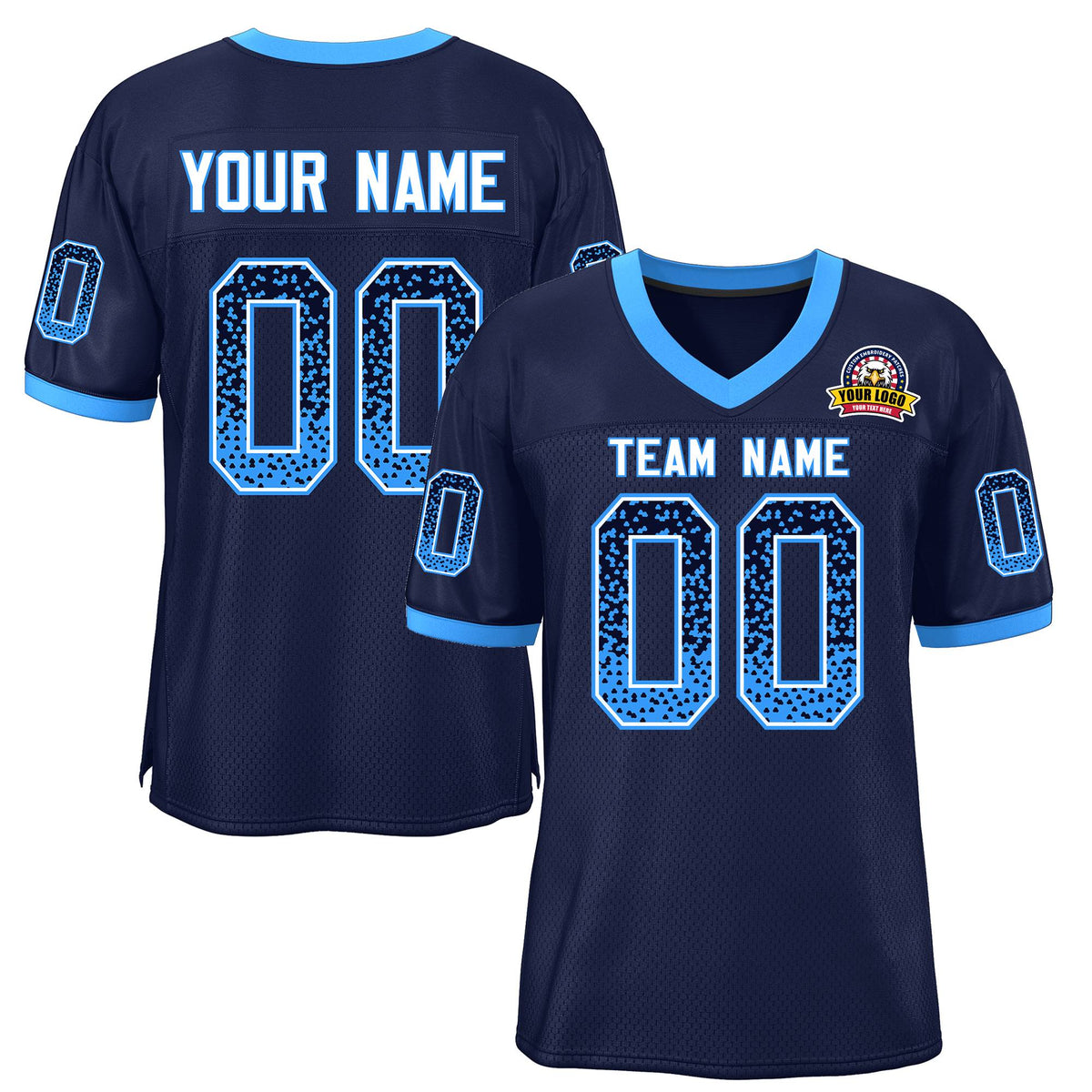 Custom Navy Blue White-Powder Blue Drift Fashion Mesh Authentic Football Jersey