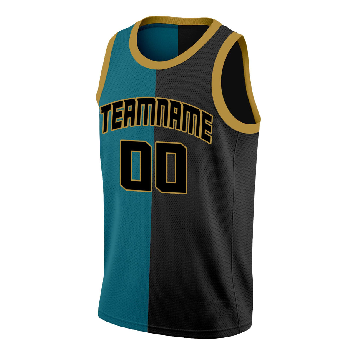 Custom Teal Black Split Fashion Tops Basketball Jersey