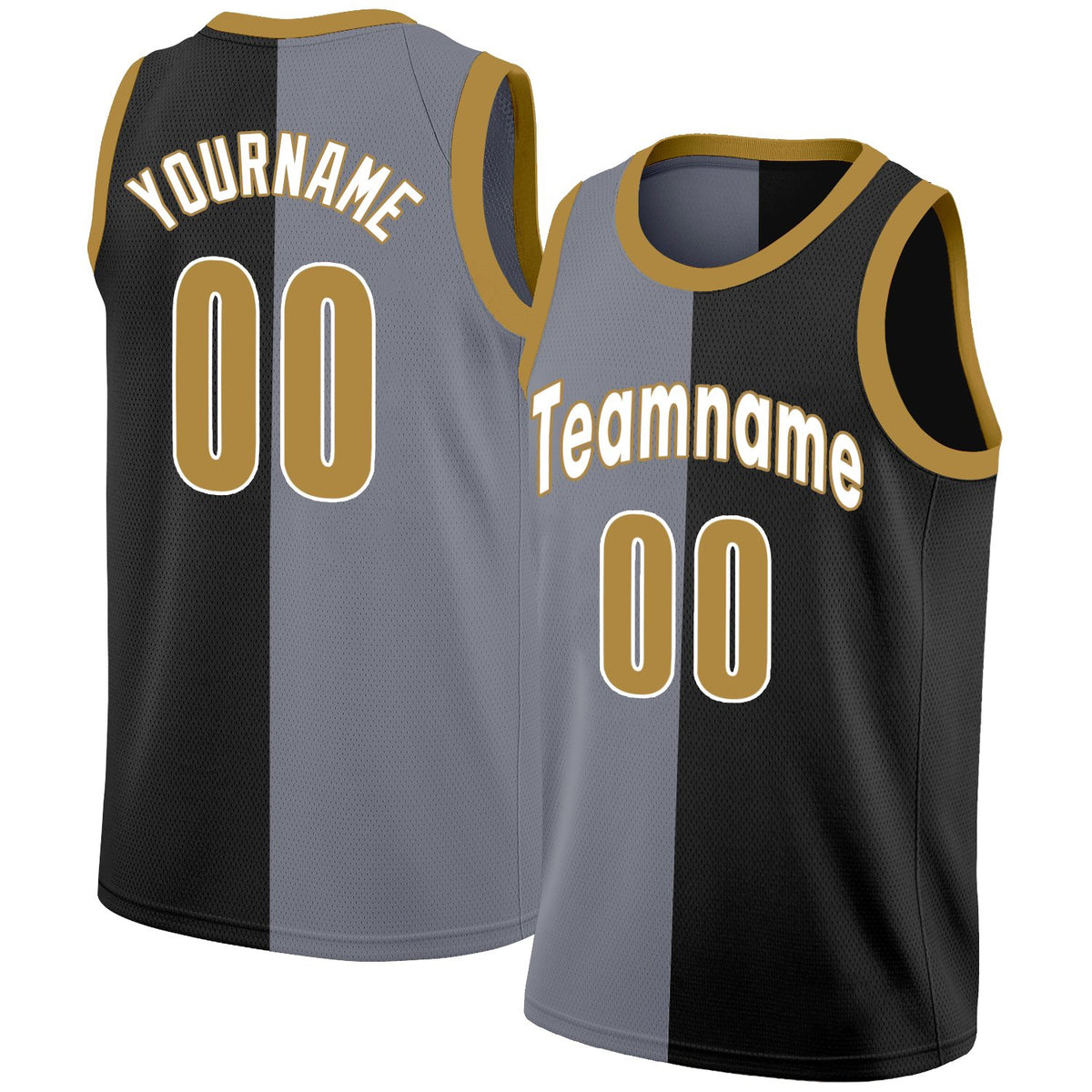 Custom Black Yellow-White Split Fashion Tops Basketball Jersey