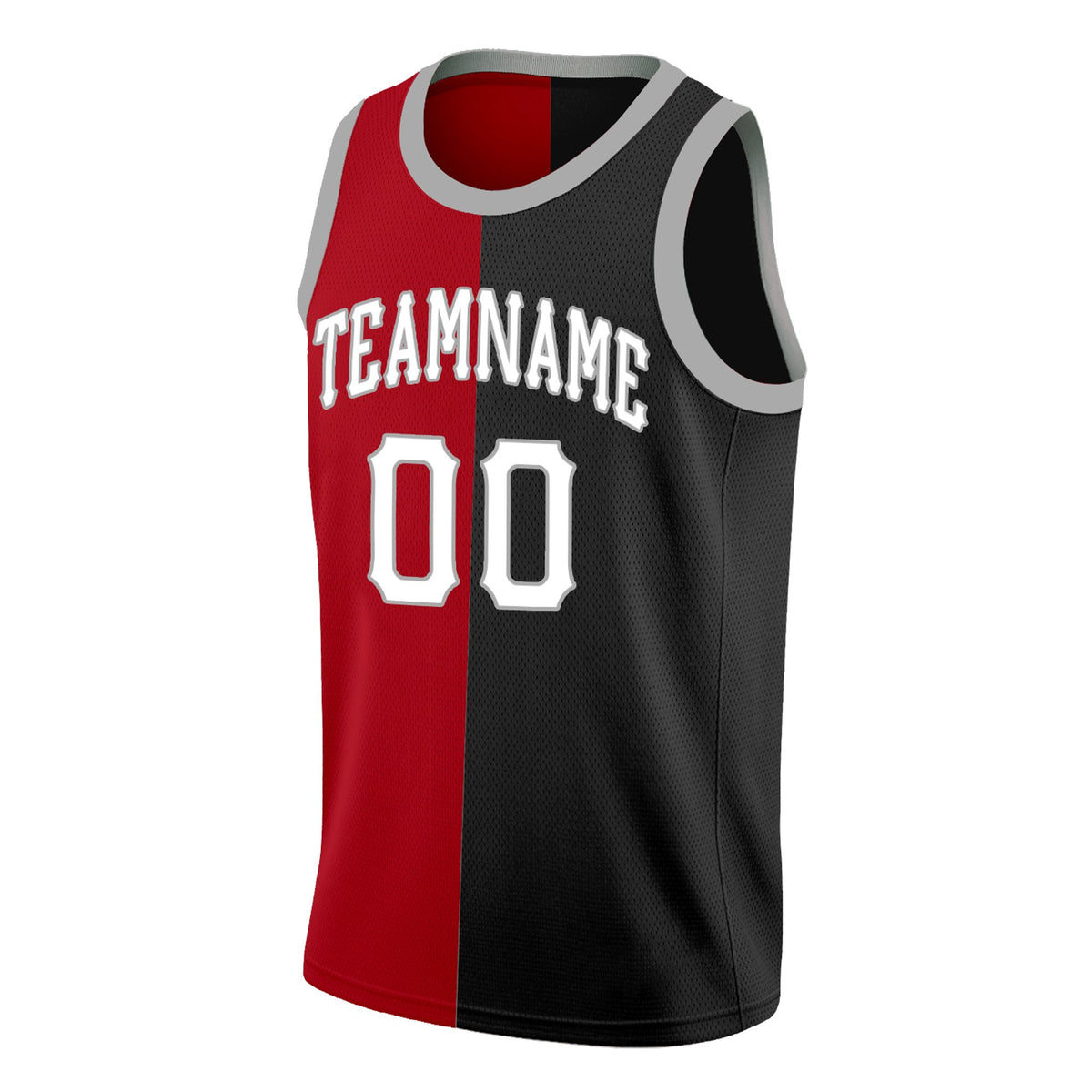 Custom Red Black-White Split Fashion Tops Basketball Jersey
