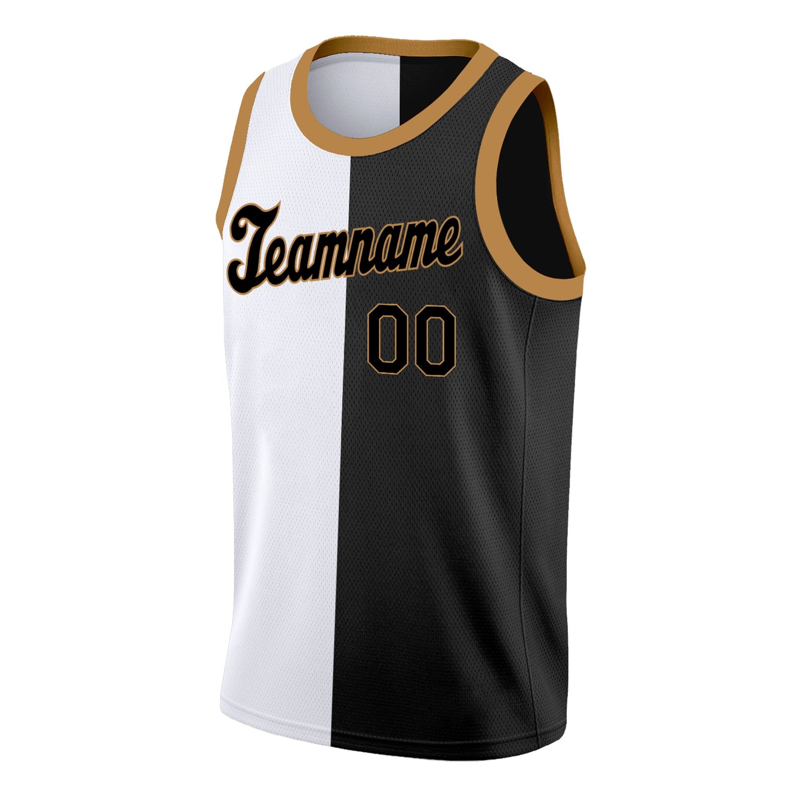 Custom Black White-Brown Split Fashion Tops Basketball Jersey