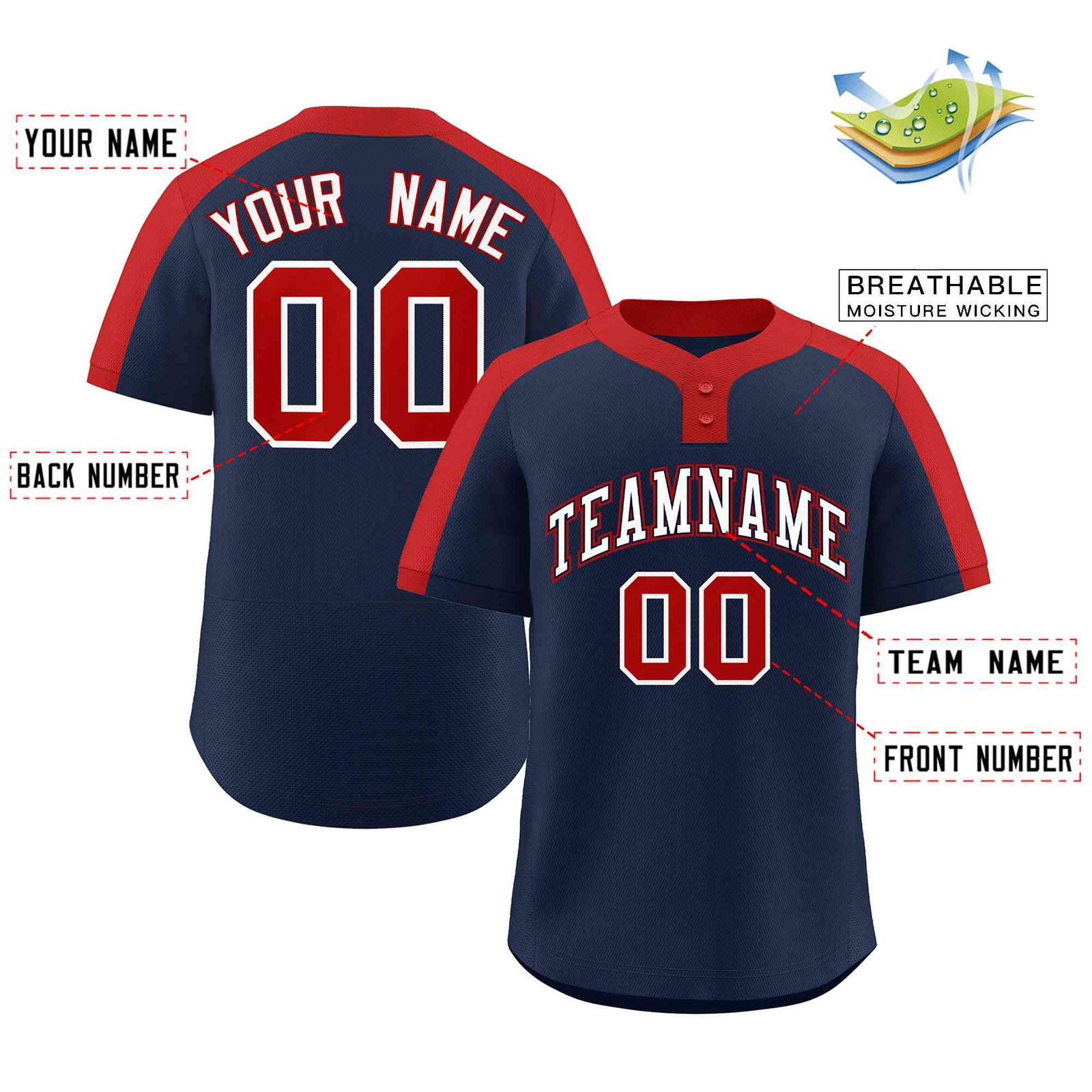 Custom Navy White-Navy Classic Style Authentic Two-Button Softball Jersey