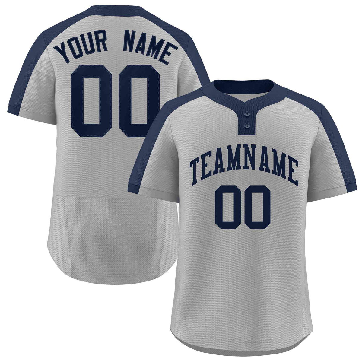 Custom Gray Navy Classic Style Authentic Two-Button Softball Jersey