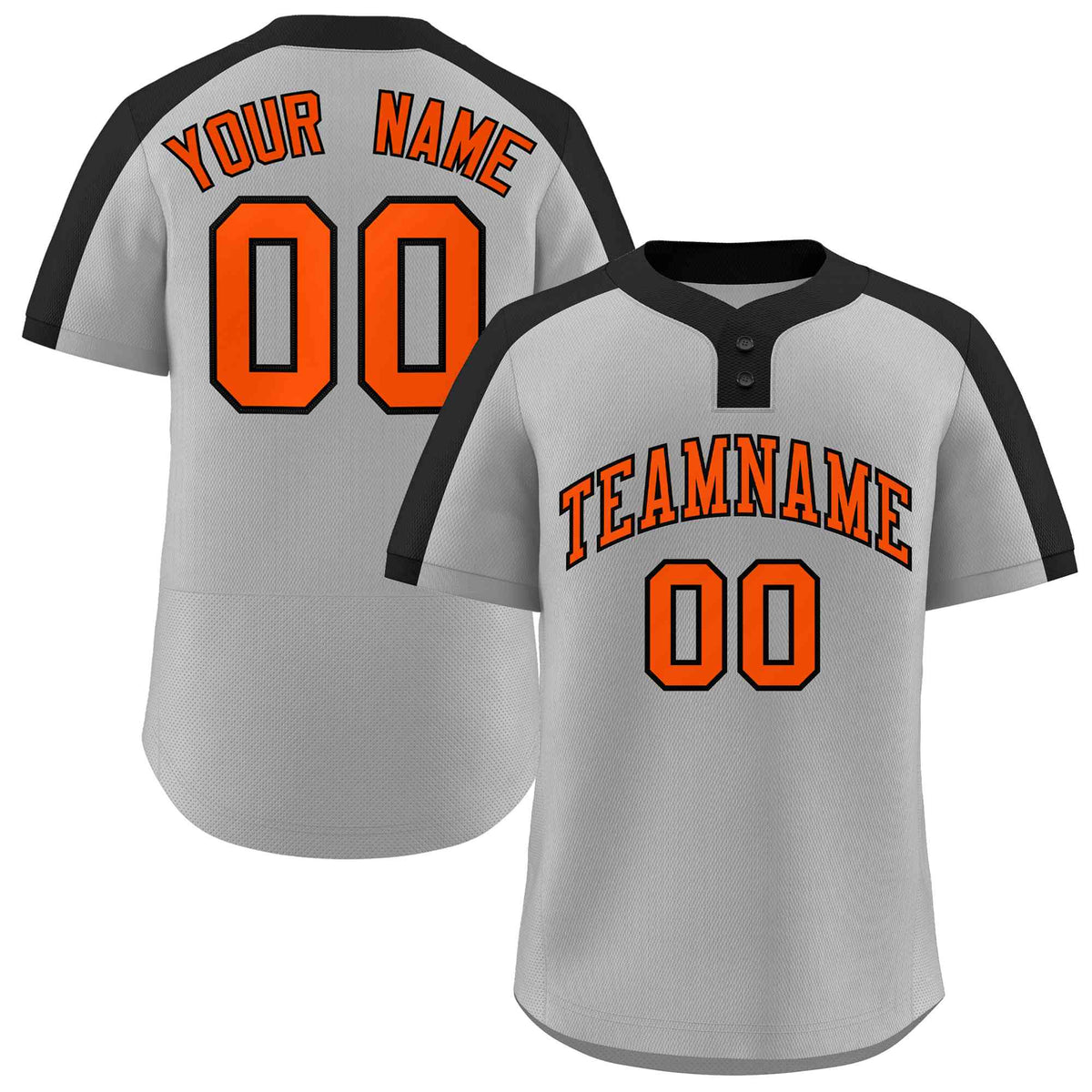 Custom Gray Orange-Black Classic Style Authentic Two-Button Softball Jersey