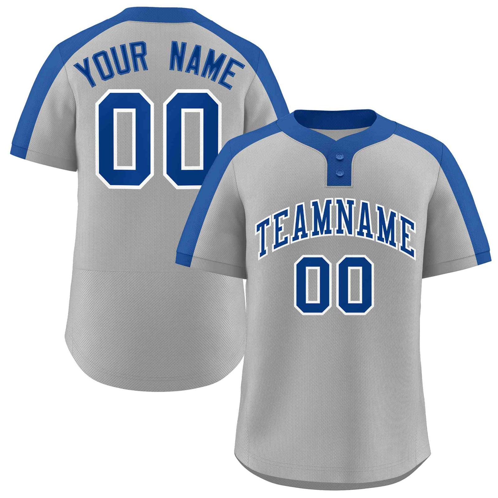Custom Gray Royal-White Classic Style Authentic Two-Button Softball Jersey