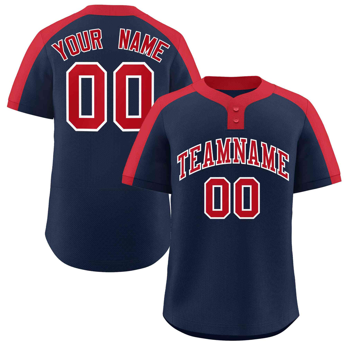 Custom Navy Red-White Classic Style Authentic Two-Button Softball Jersey