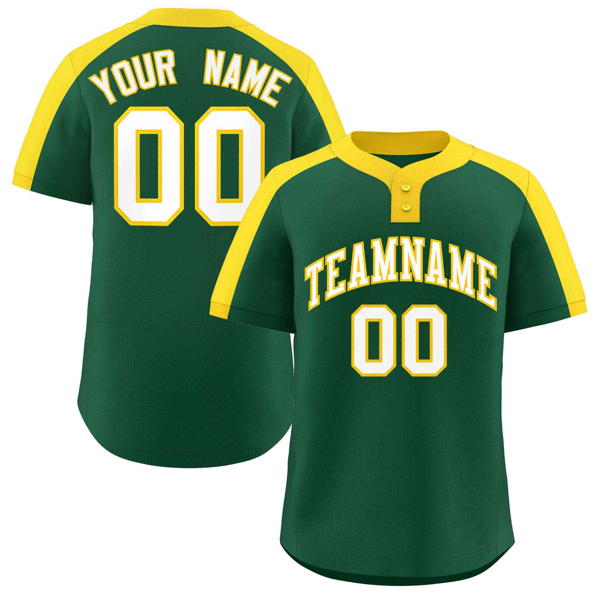 Custom Green White-Gold Classic Style Authentic Two-Button Softball Jersey