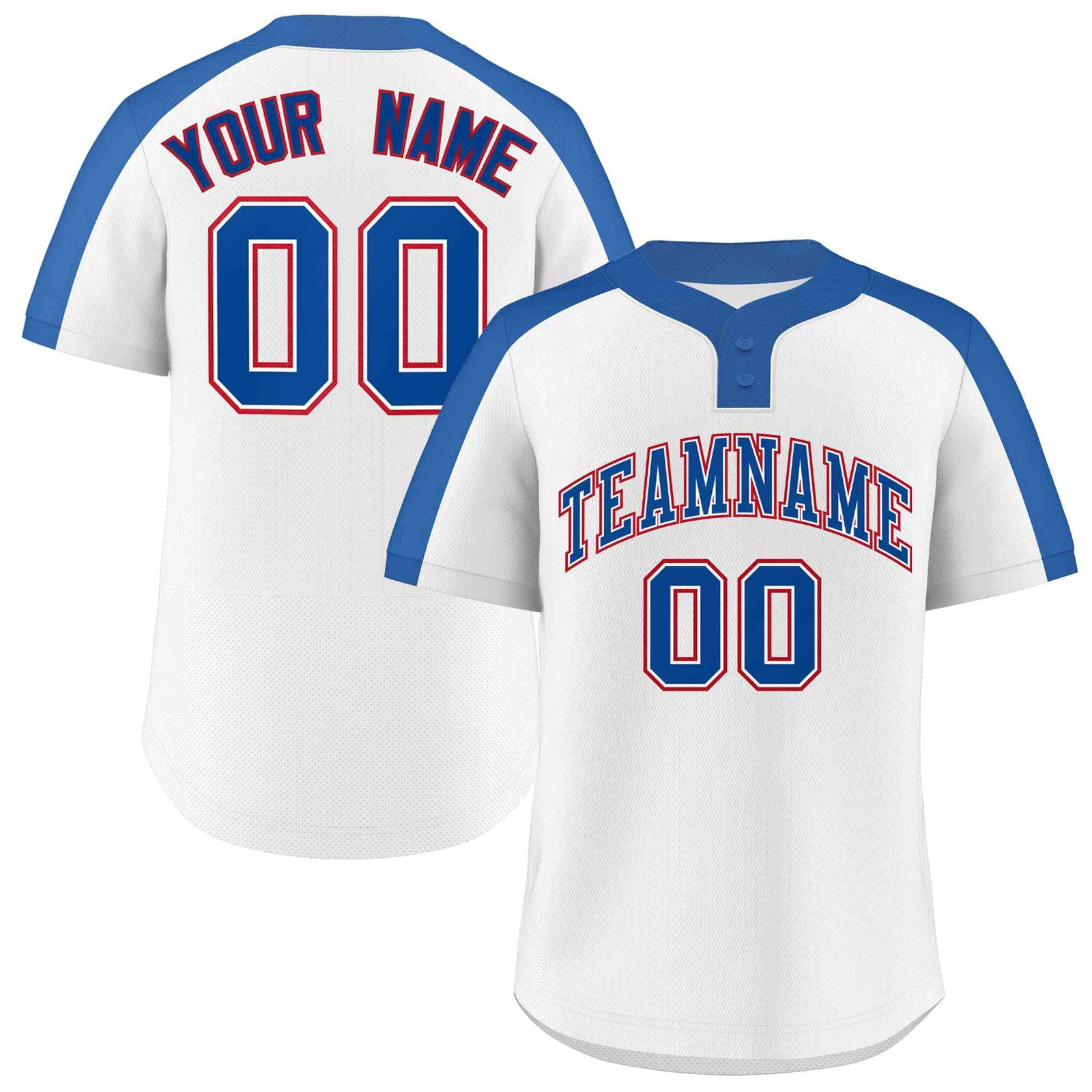 Custom White Royal-White Classic Style Authentic Two-Button Softball Jersey