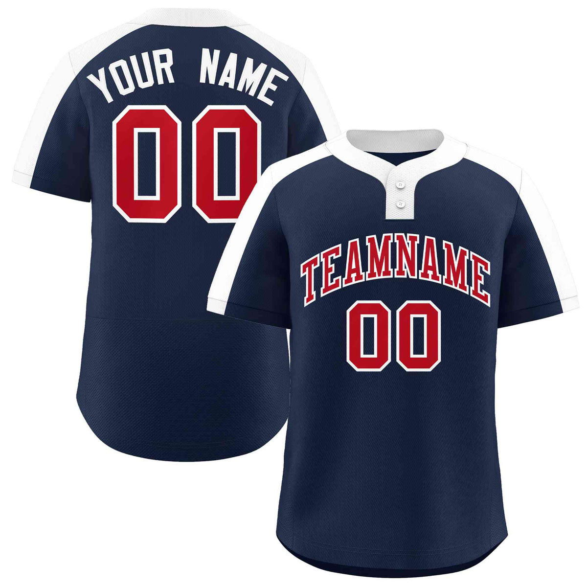 Custom Navy Red-White Classic Style Authentic Two-Button Softball Jersey