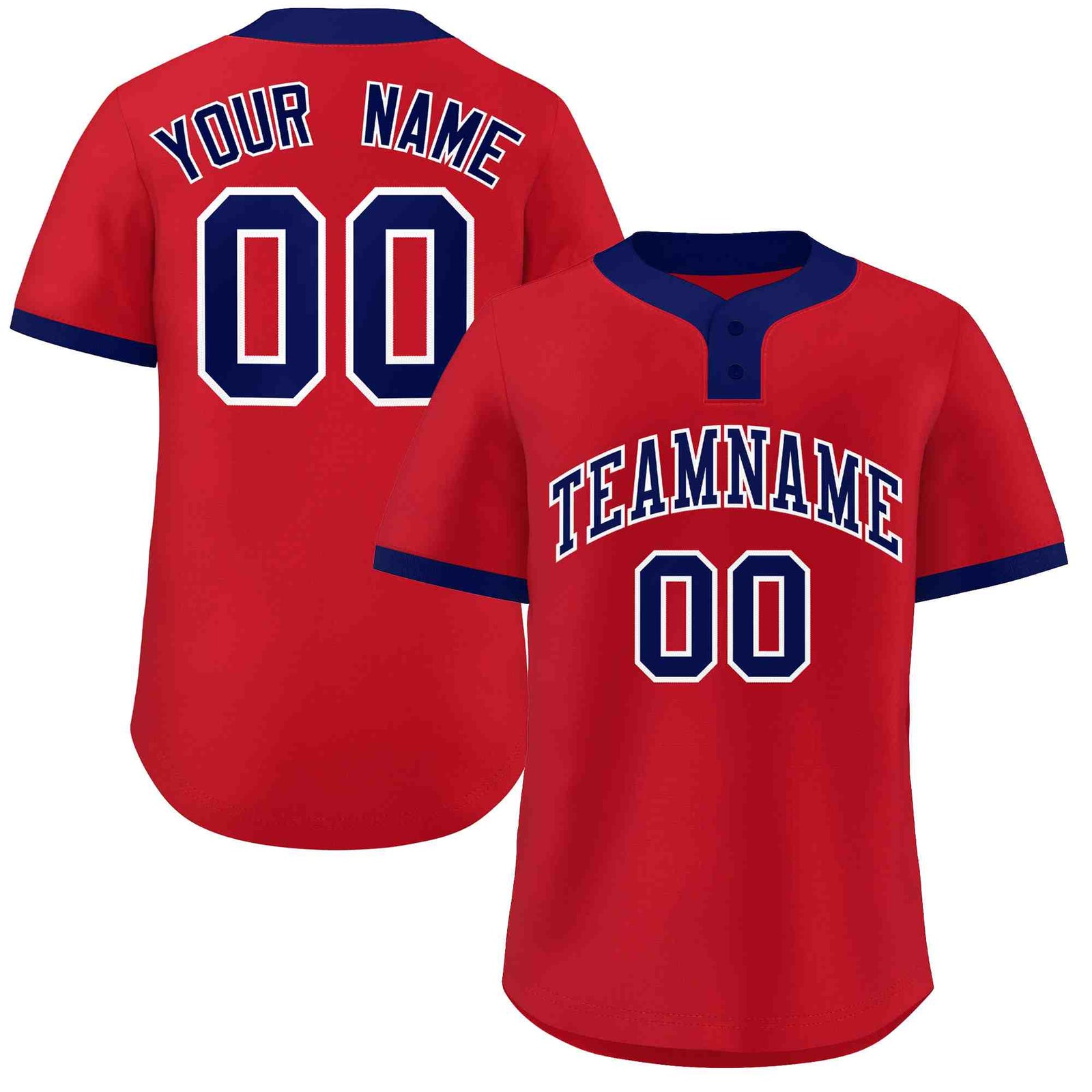 Custom Red Blue-White Classic Style Authentic Two-Button Softball Jersey
