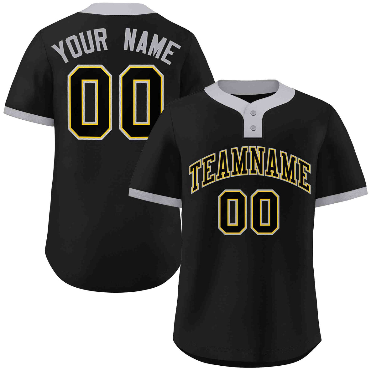 Custom Black Black-Gray Classic Style Authentic Two-Button Softball Jersey