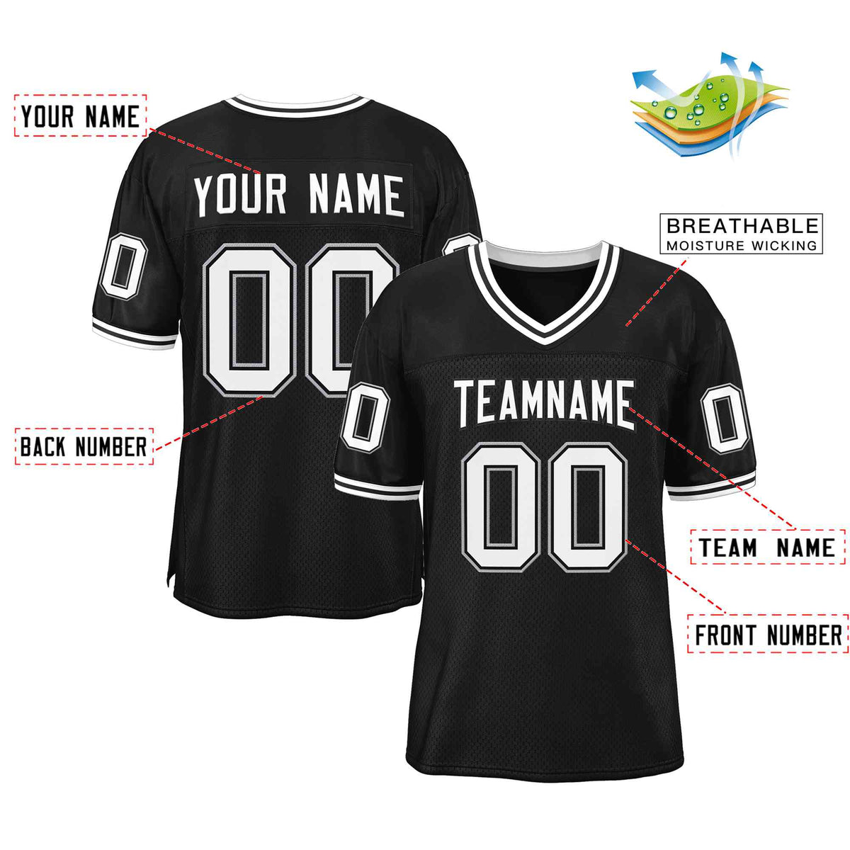 Custom Black White-Black Classic Style Authentic Football Jersey