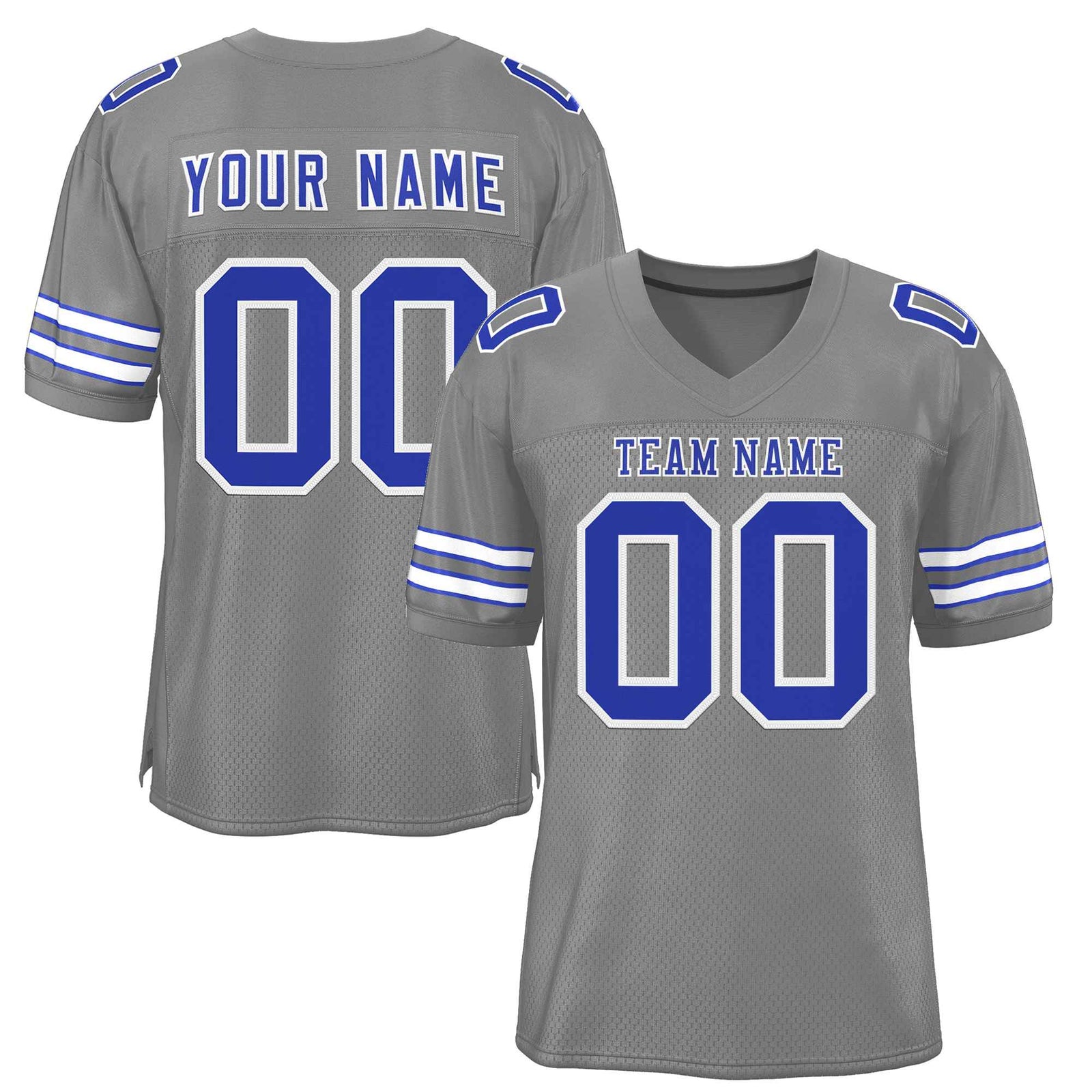 Custom Gray Royal-White Classic Style Authentic Football Jersey