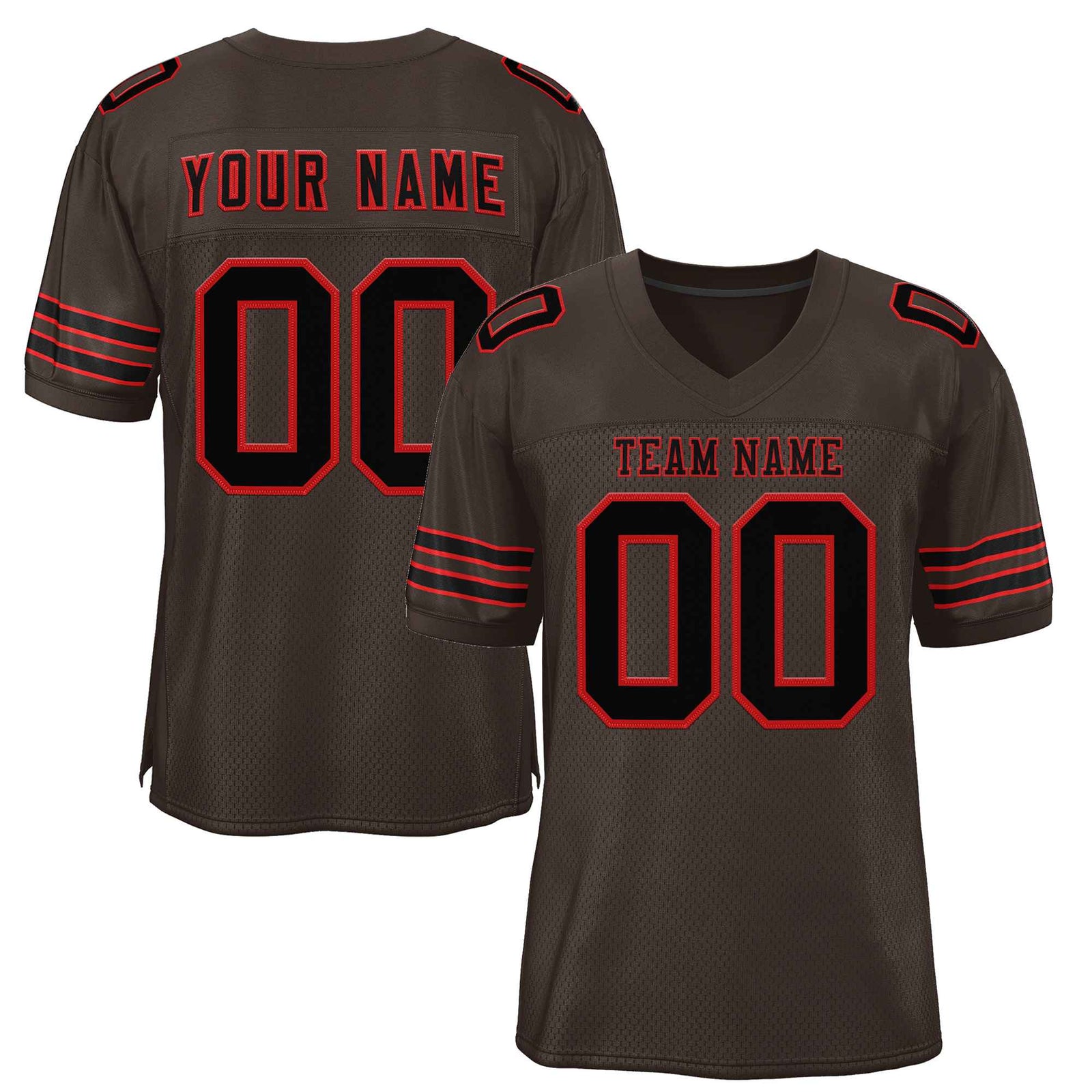 Custom Brown Black-Red Classic Style Authentic Football Jersey