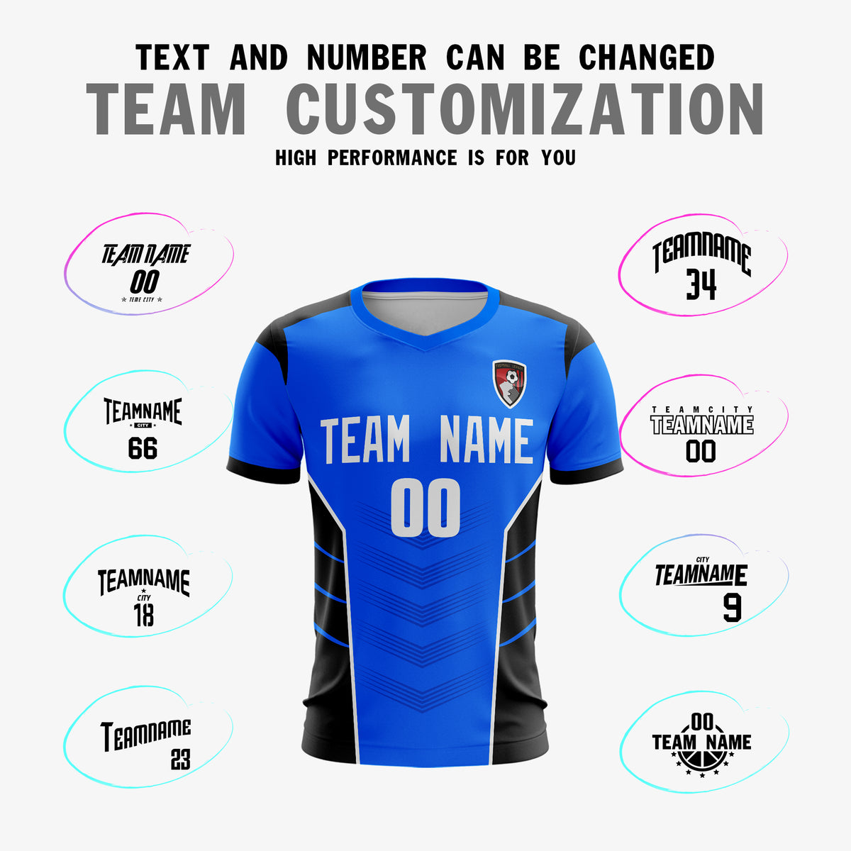 Custom Blue White-Black Sport Soccer Tops Jersey