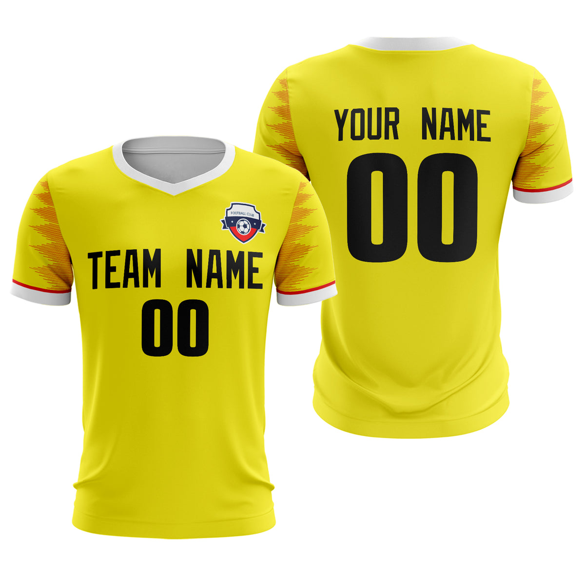 Custom Yellow Black Sport Soccer Tops Jersey