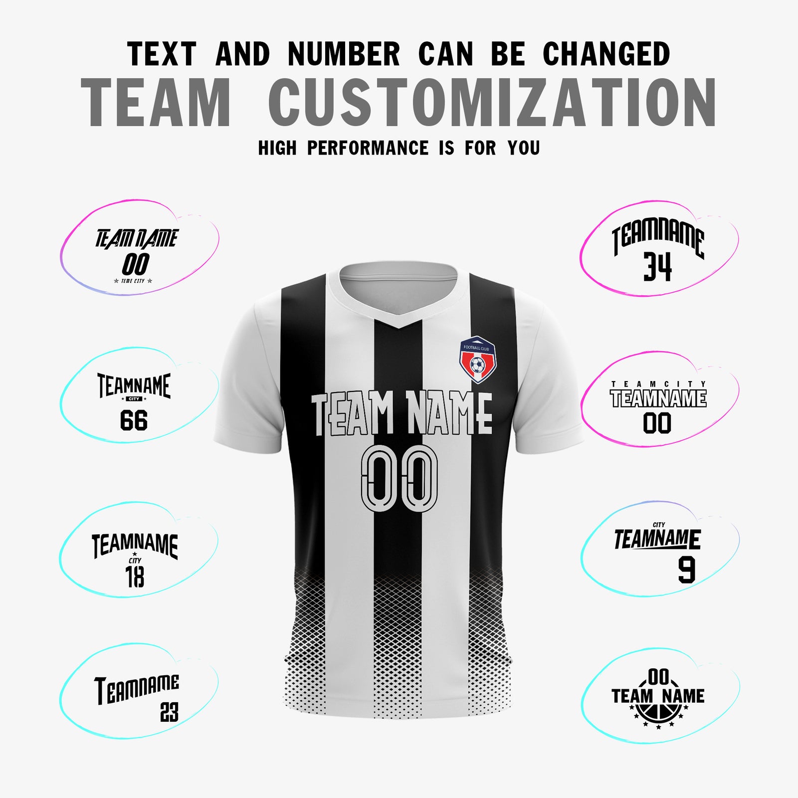 Custom White Black Sport Soccer Tops Jersey