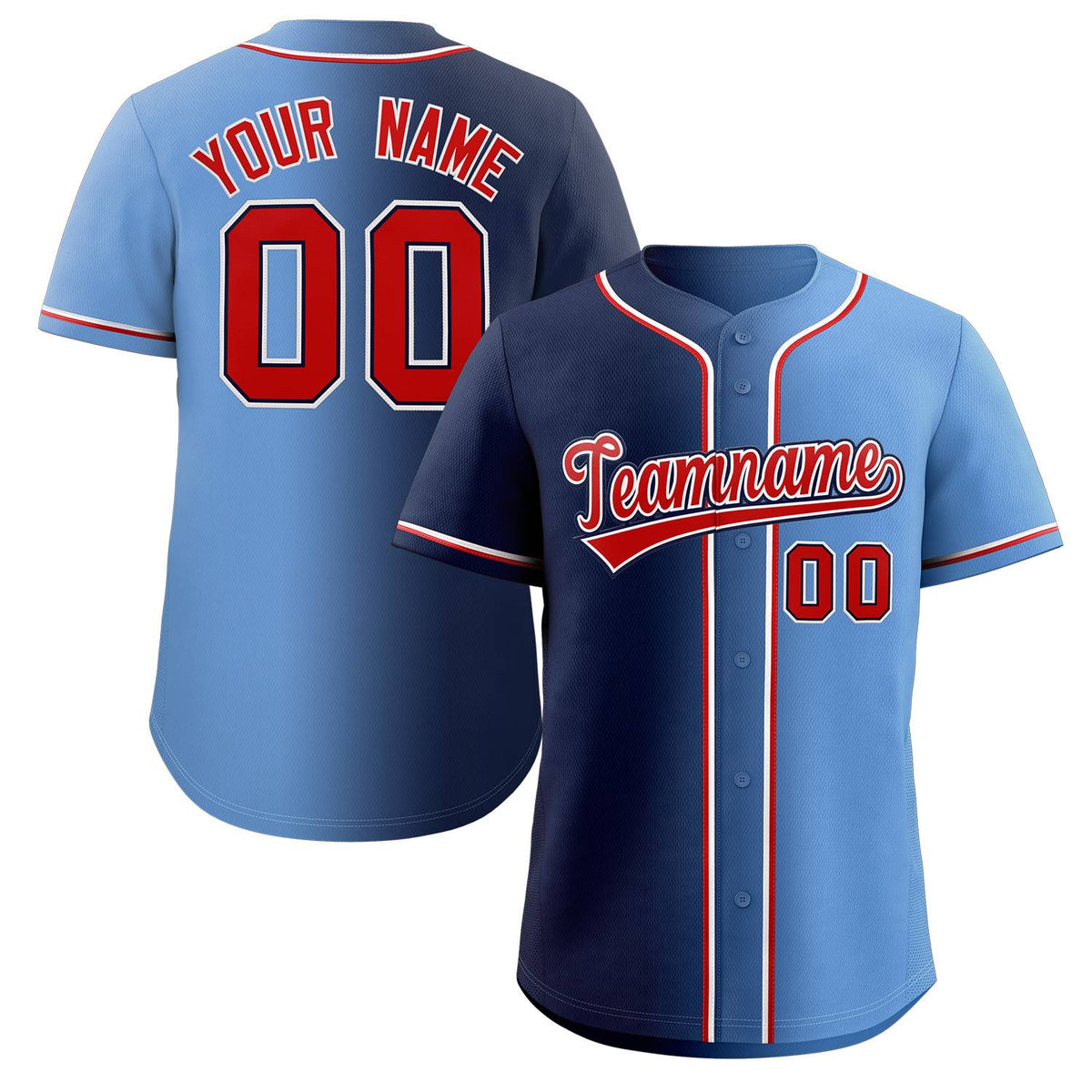 Custom Navy Red-Black Gradient Fashion Authentic Baseball Jersey