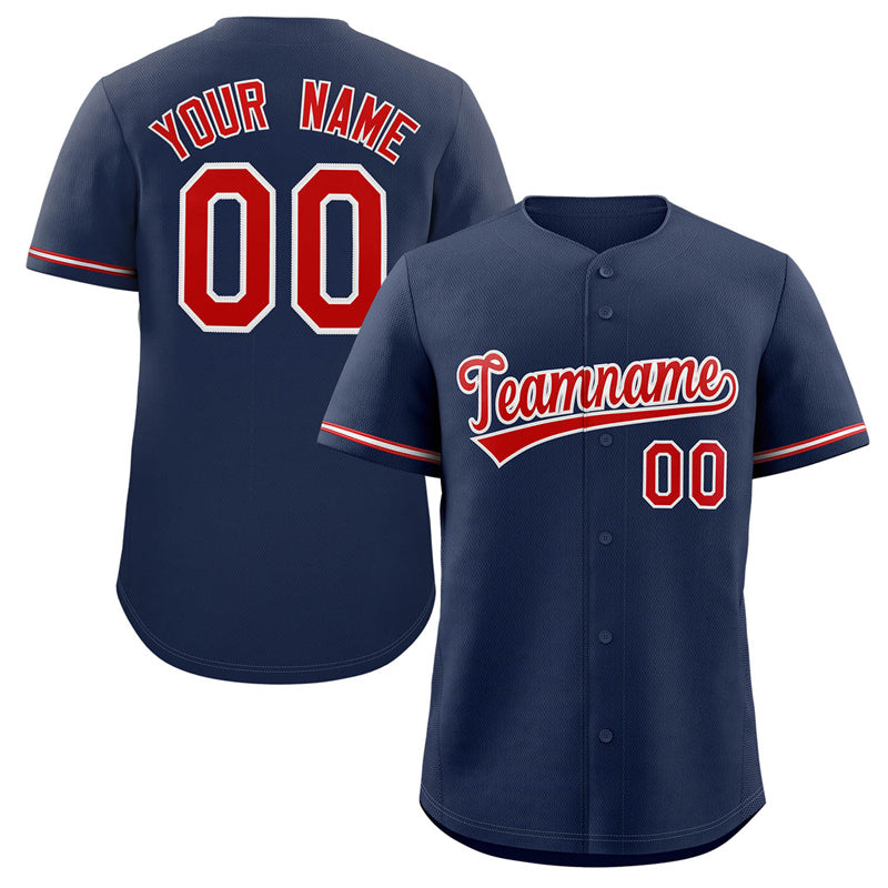 Custom Navy Red-White Solider Classic Style Authentic Baseball Jersey