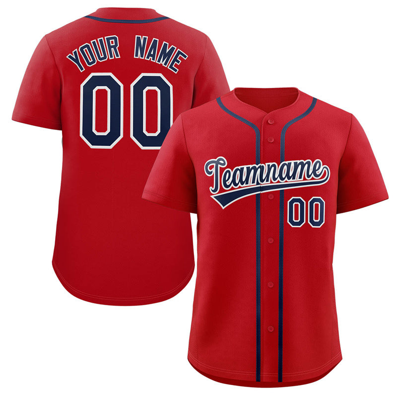 Custom Red Navy-White Classic Style Authentic Baseball Jersey