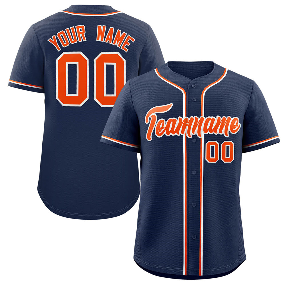 Custom Navy Orange-Gray Classic Style Authentic Baseball Jersey