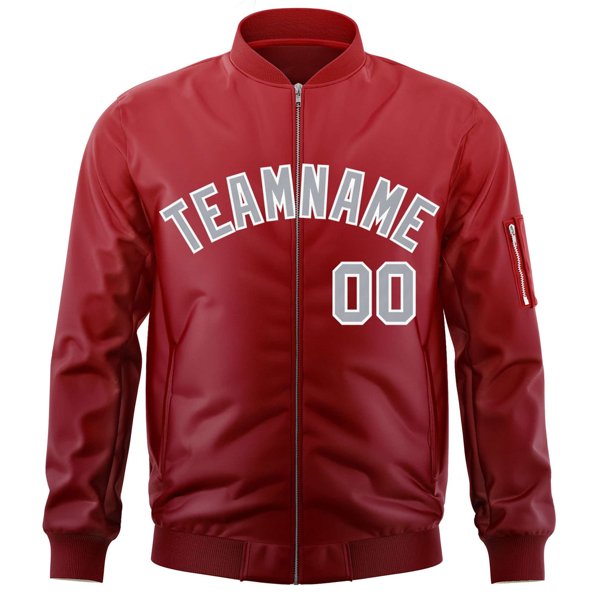 Custom Red Gray Varsity Full-Zip Gradient Fashion Letterman Bomber Jacket