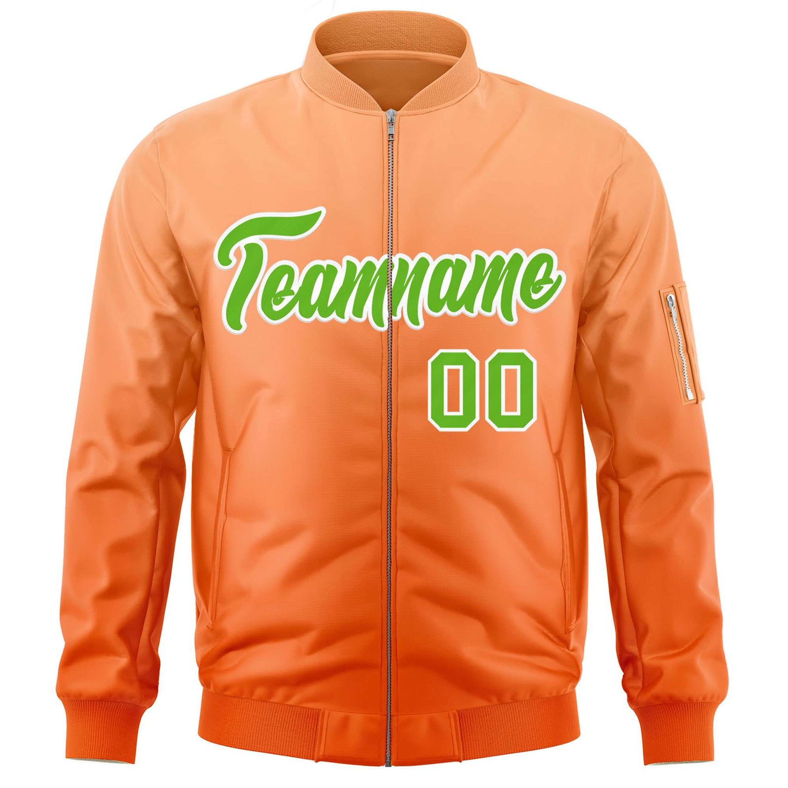 Custom Orange Green Varsity Full-Zip Gradient Fashion Letterman Bomber Jacket