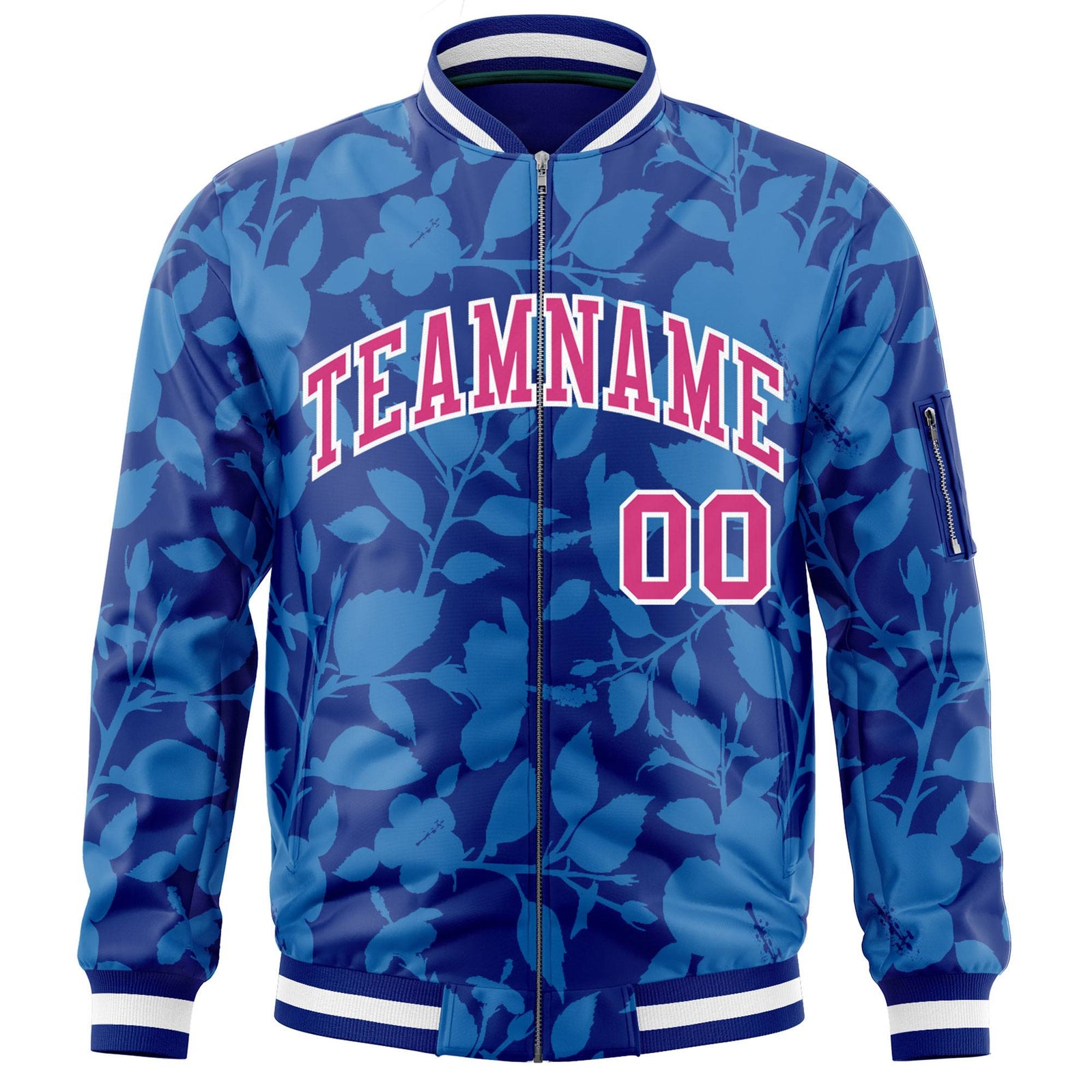 Custom Royal Rose Red Varsity Full-Zip Hawaii Letterman Bomber Jacket