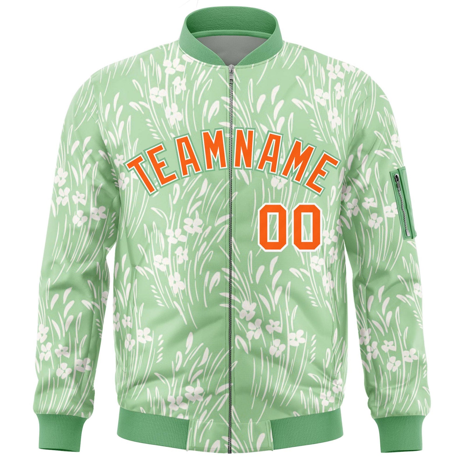Custom Green Orange Varsity Full-Zip Hawaii Letterman Bomber Jacket