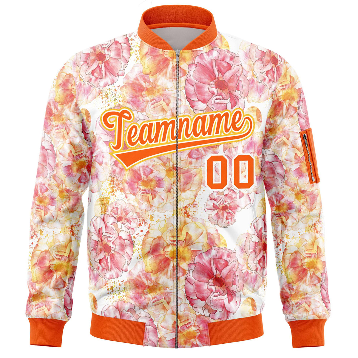 Custom Orange Varsity Full-Zip Hawaii Letterman Bomber Jacket