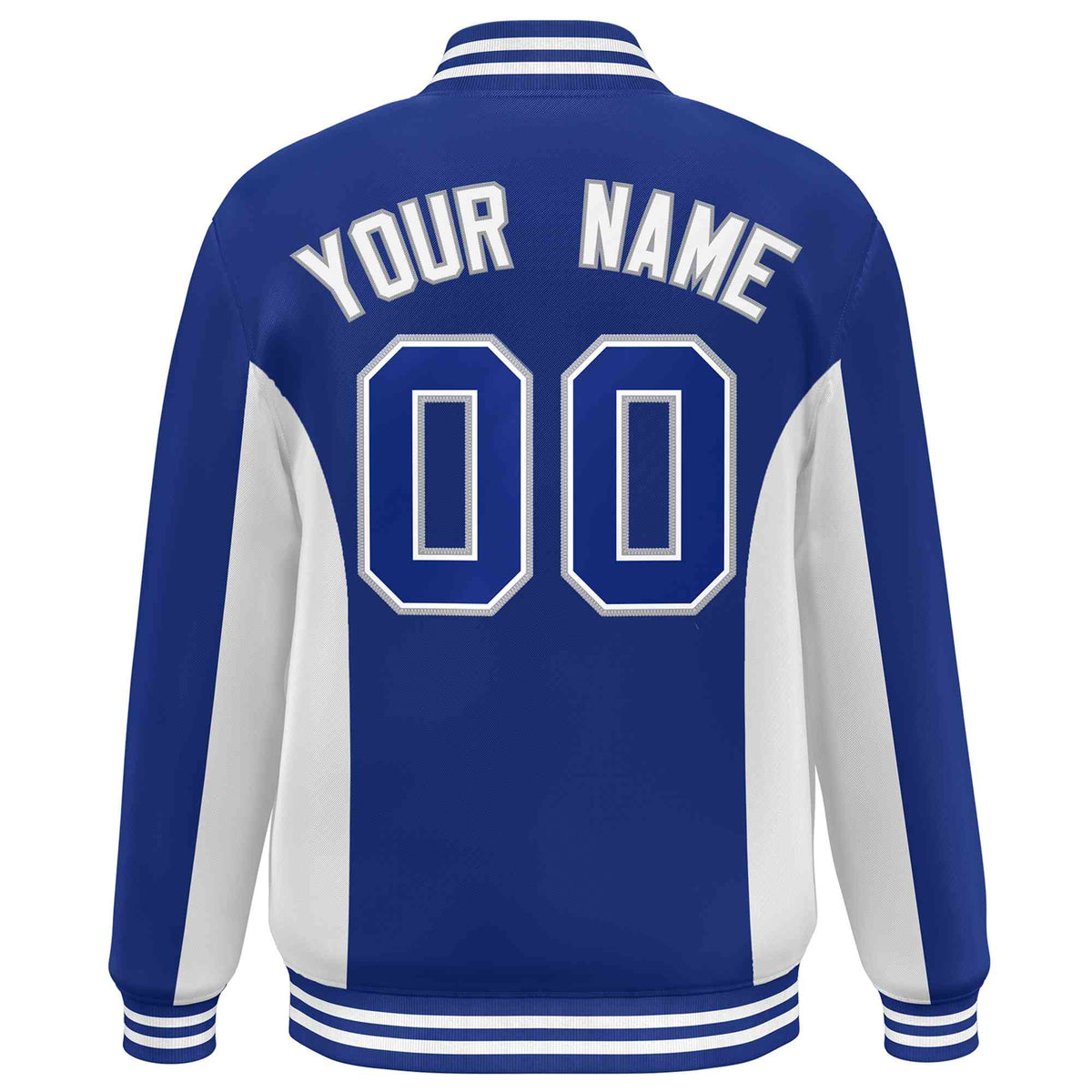 Custom Royal White Varsity Full-Snap Color Block Letterman Baseball Jacket