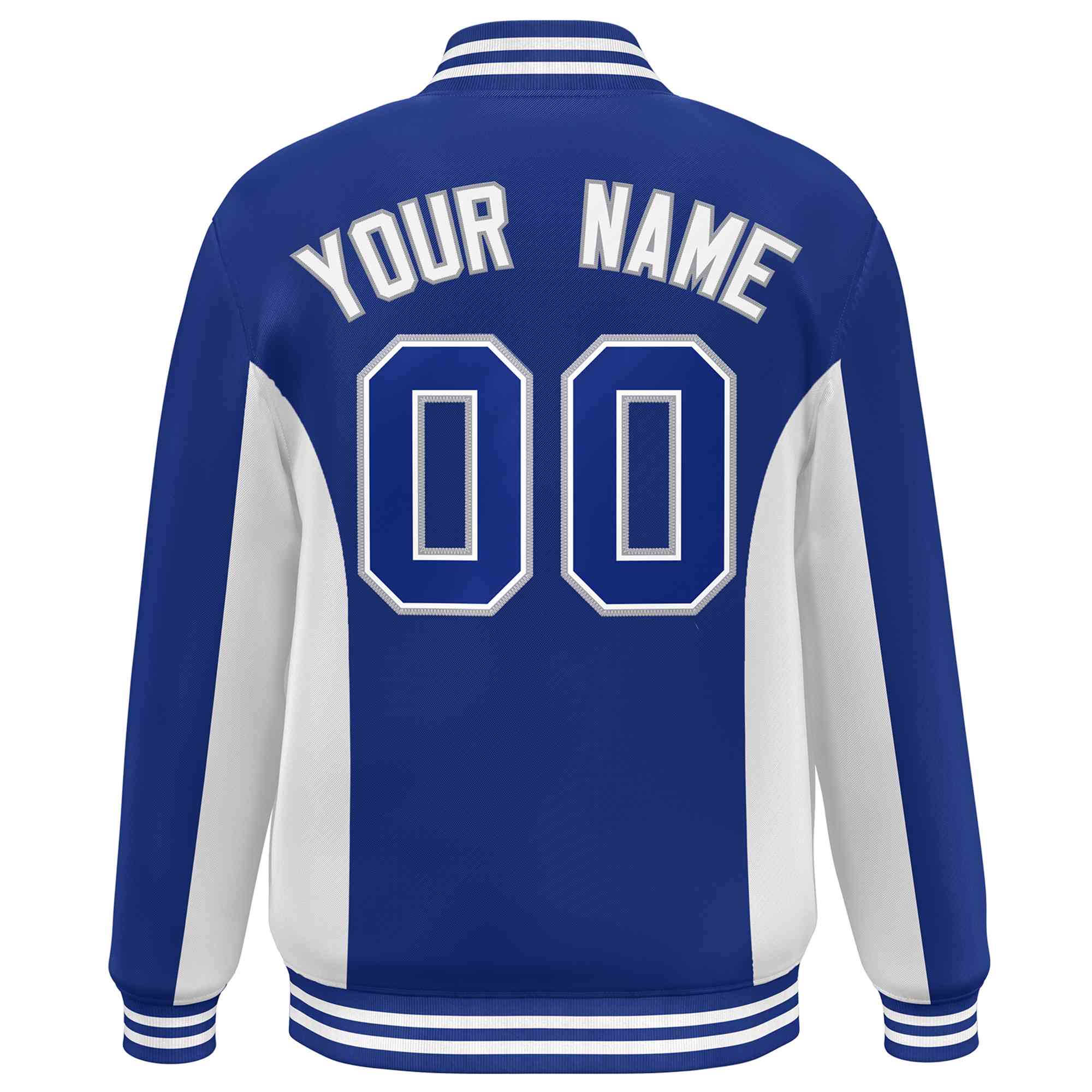 Custom Royal White Varsity Full-Snap Color Block Letterman Baseball Jacket