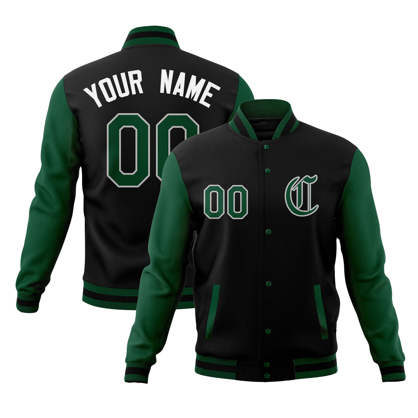 Custom Full-Snap Baseball Coats Personalized Varsity Letterman Jackets with Raglan Sleeves