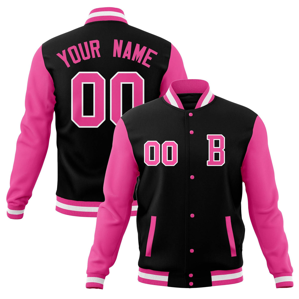 Custom Varsity Letterman Jacket Personalized Full-Snap Stitched Baseball Coats