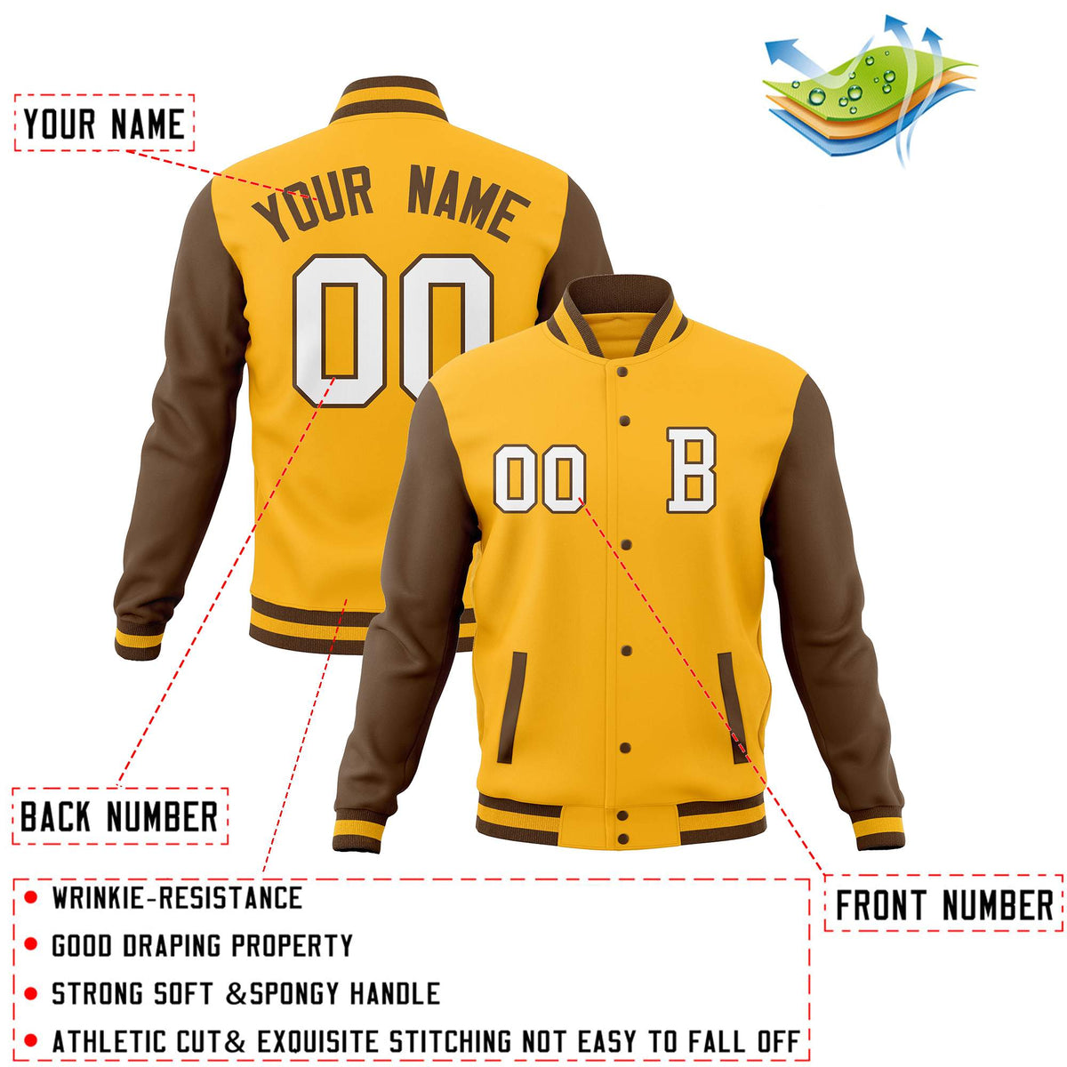 Custom Varsity Letterman Jacket Personalized Full-Snap Stitched Baseball Coats
