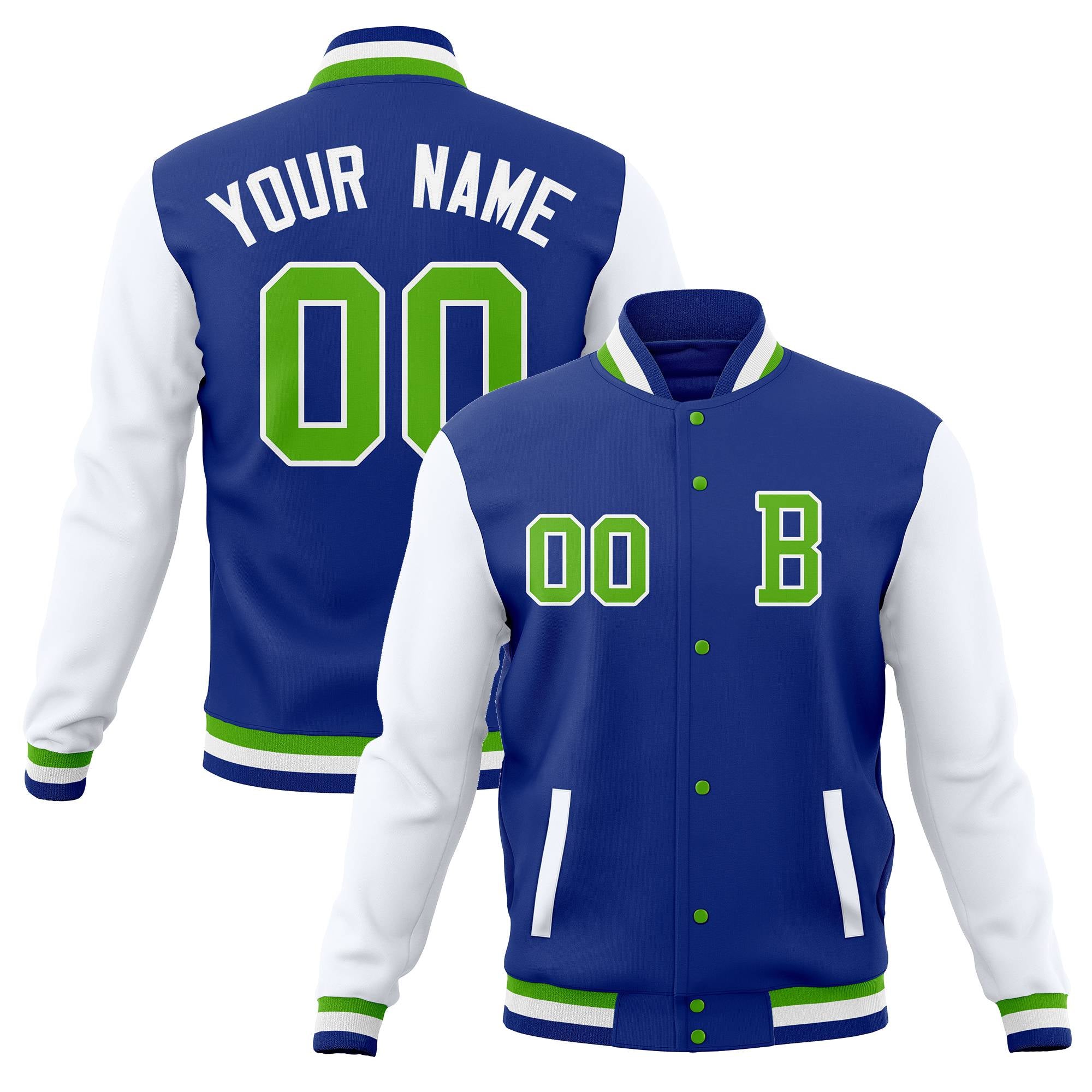 Custom Varsity Letterman Jacket Personalized Full-Snap Stitched Baseball Coats